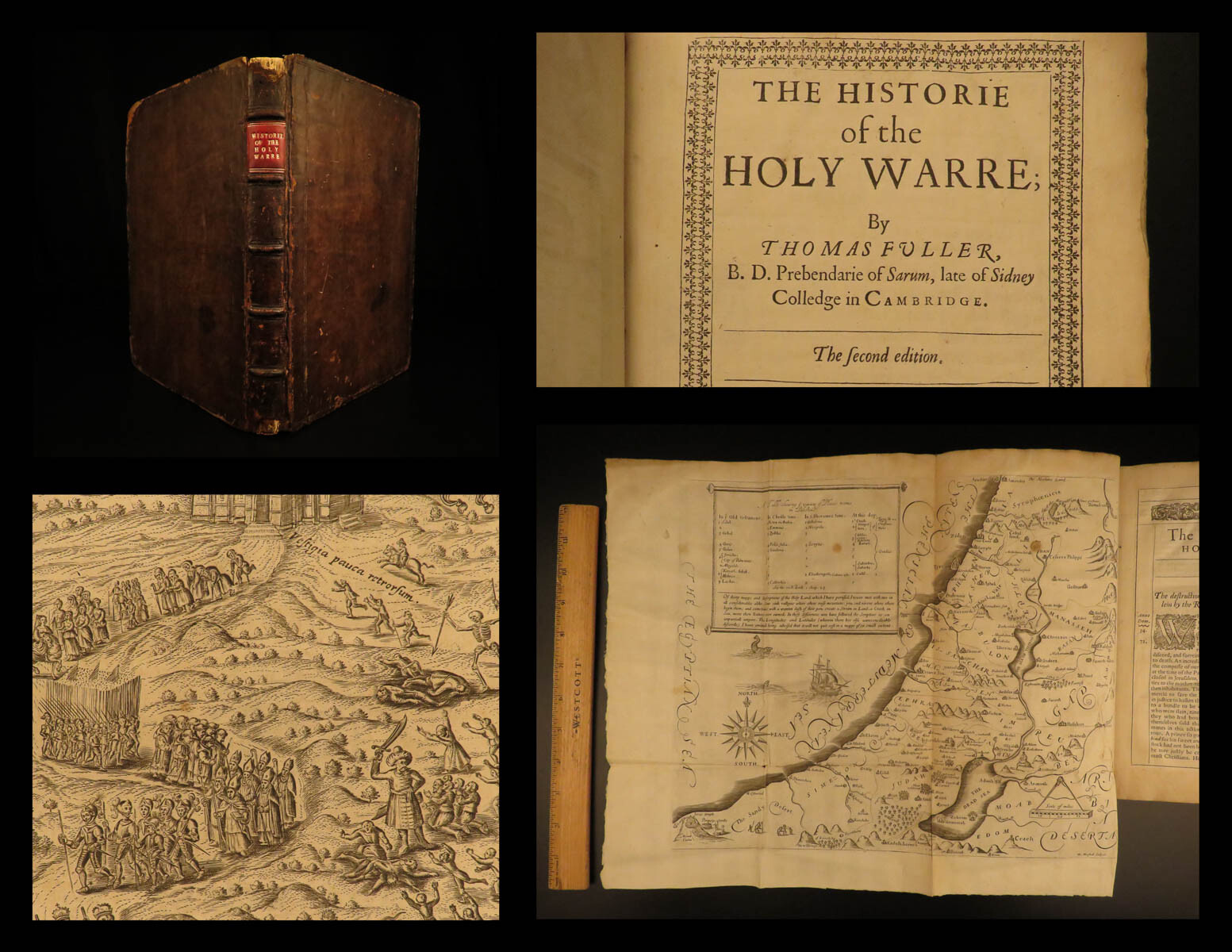 1640 History of Holy War CRUSADES Jerusalem anti-ISLAM Ottoman Map Thomas Fuller