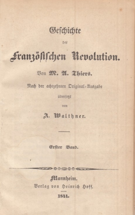 Book: History of the French Revolution, Thiers, M.A. 6 in 5 volumes