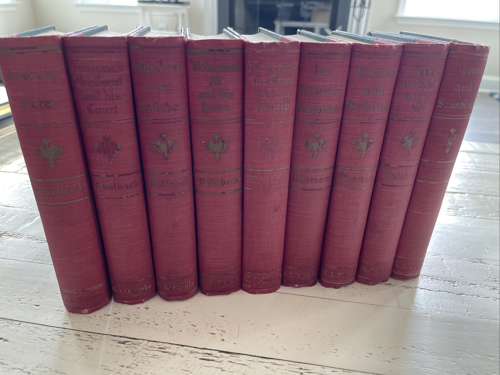 9 Book Lot by Luise Mühlbach – Historical Novels in Red Cloth Bindings