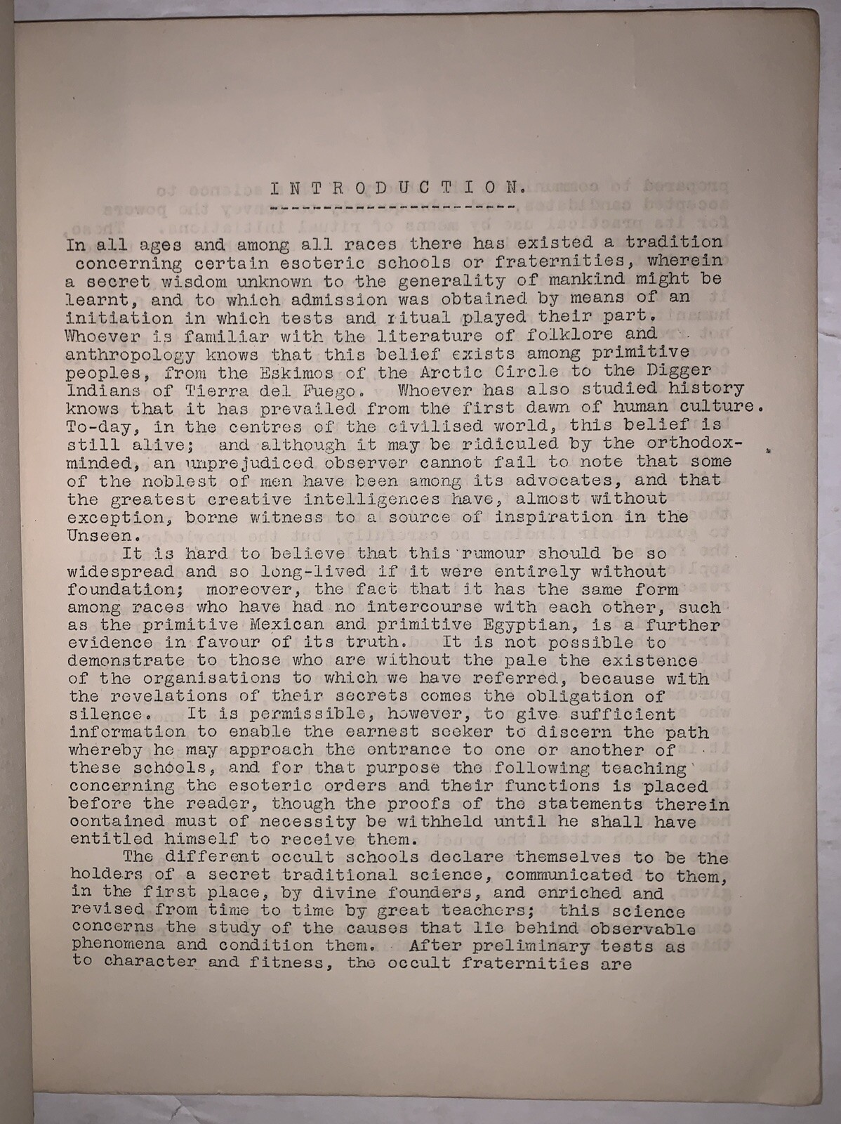 c.1950, TYPESCRIPT, DION FORTUNE, THE ESOTERIC ORDERS AND THEIR WORK, OCCULT
