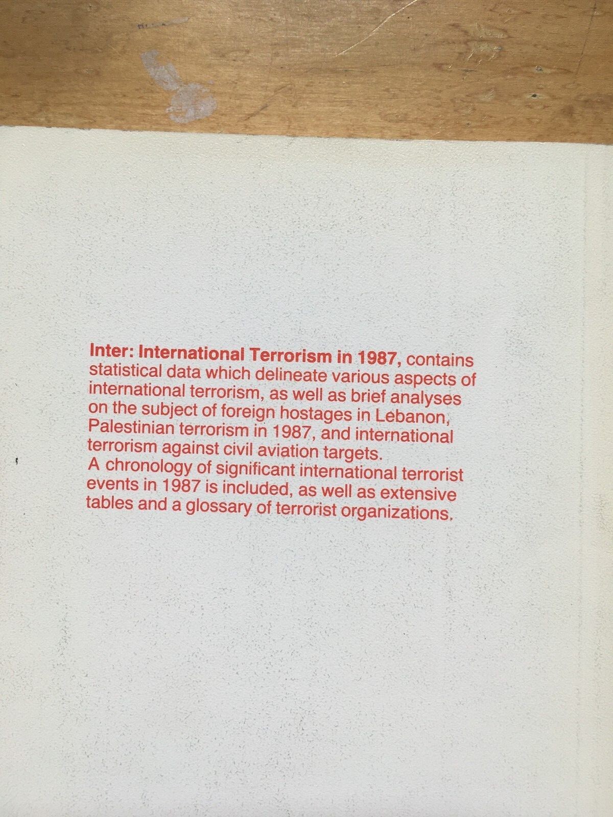 INTER International Terrorism Journal 1986 1987 1988 TERRORIST INCIDENTS STATS