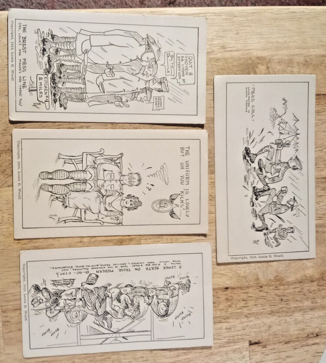 World War I Humorous Editorial Ink Drawings by American Louis E. Woolf 1919
