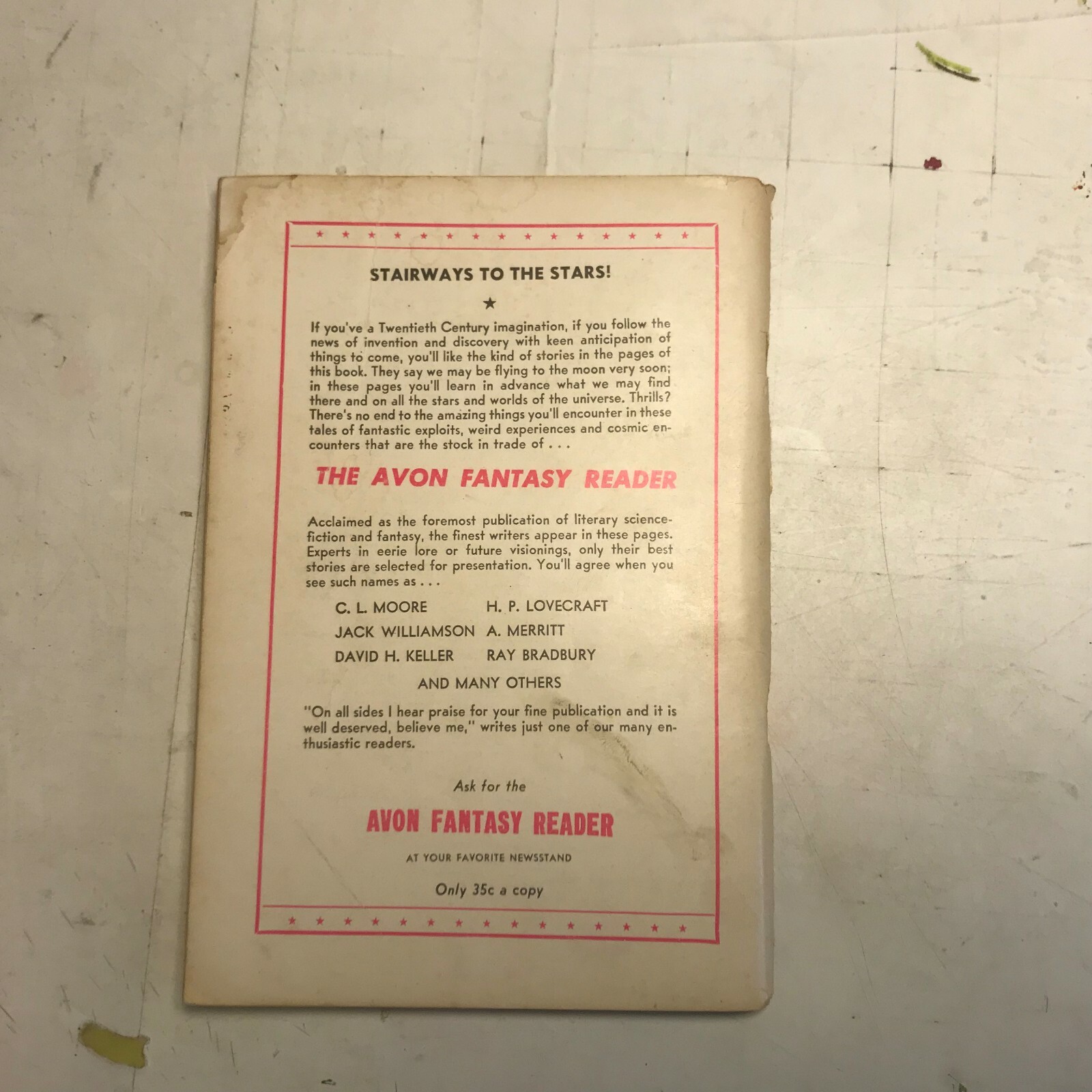 AVON FANTASY READER #6 1948 THE CRAWLING HORROR THORP MCCLUSKY h.p. lovecraft pb