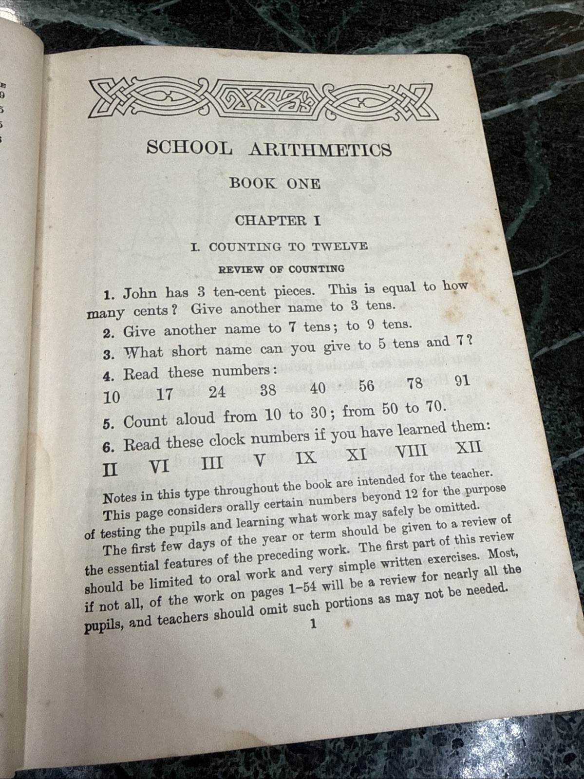 Antique „School Arithmetic Book One“ by Wentworth-Smith Hardcover Published 1920