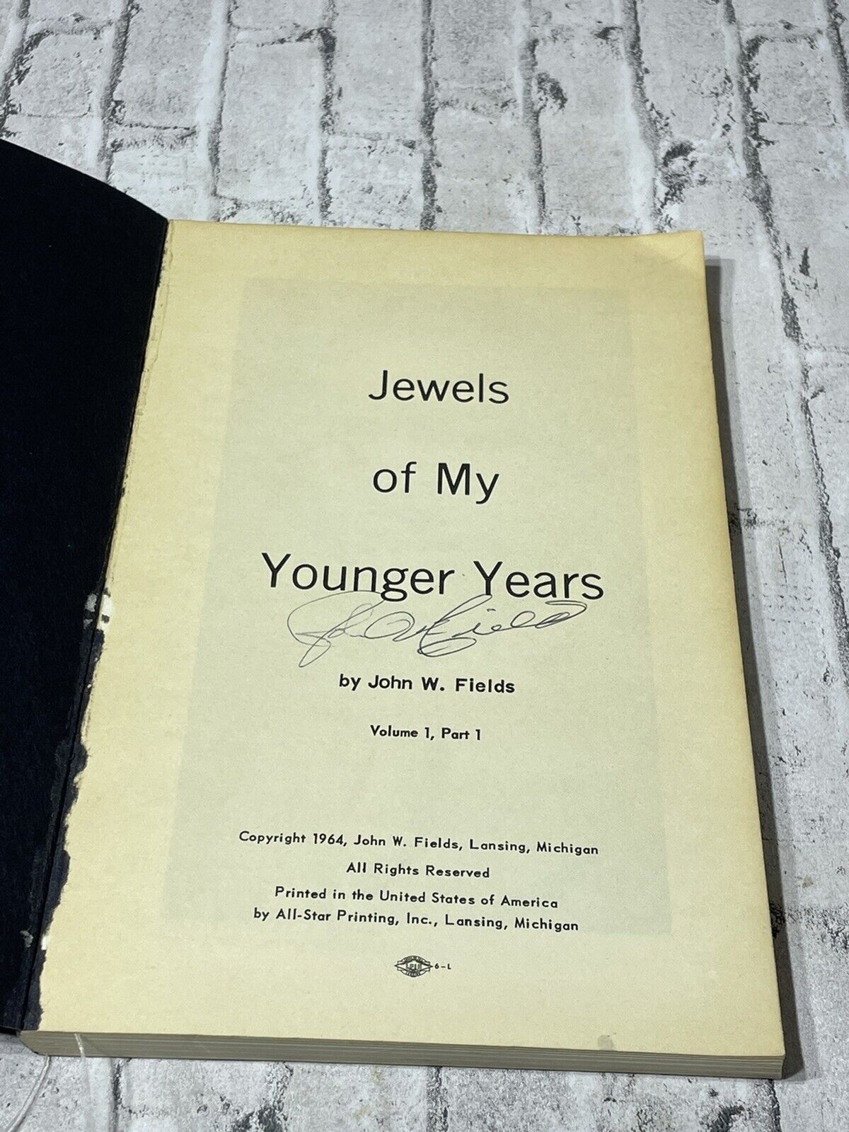 1964 Jewels of my Younger Years Vol. 1 John W. Fields Signed Detroit Poetry