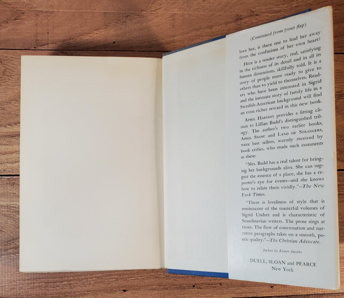 SIGNED April Harvest By Lillian Budd First Printing April 1964 With Dust Jacket