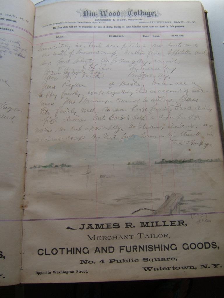 ANTIQUE BIN-WOOD COTTAGE LODGE CHAUMONT BAY, NY HUNTING FISHING 280 PAGE DIARY