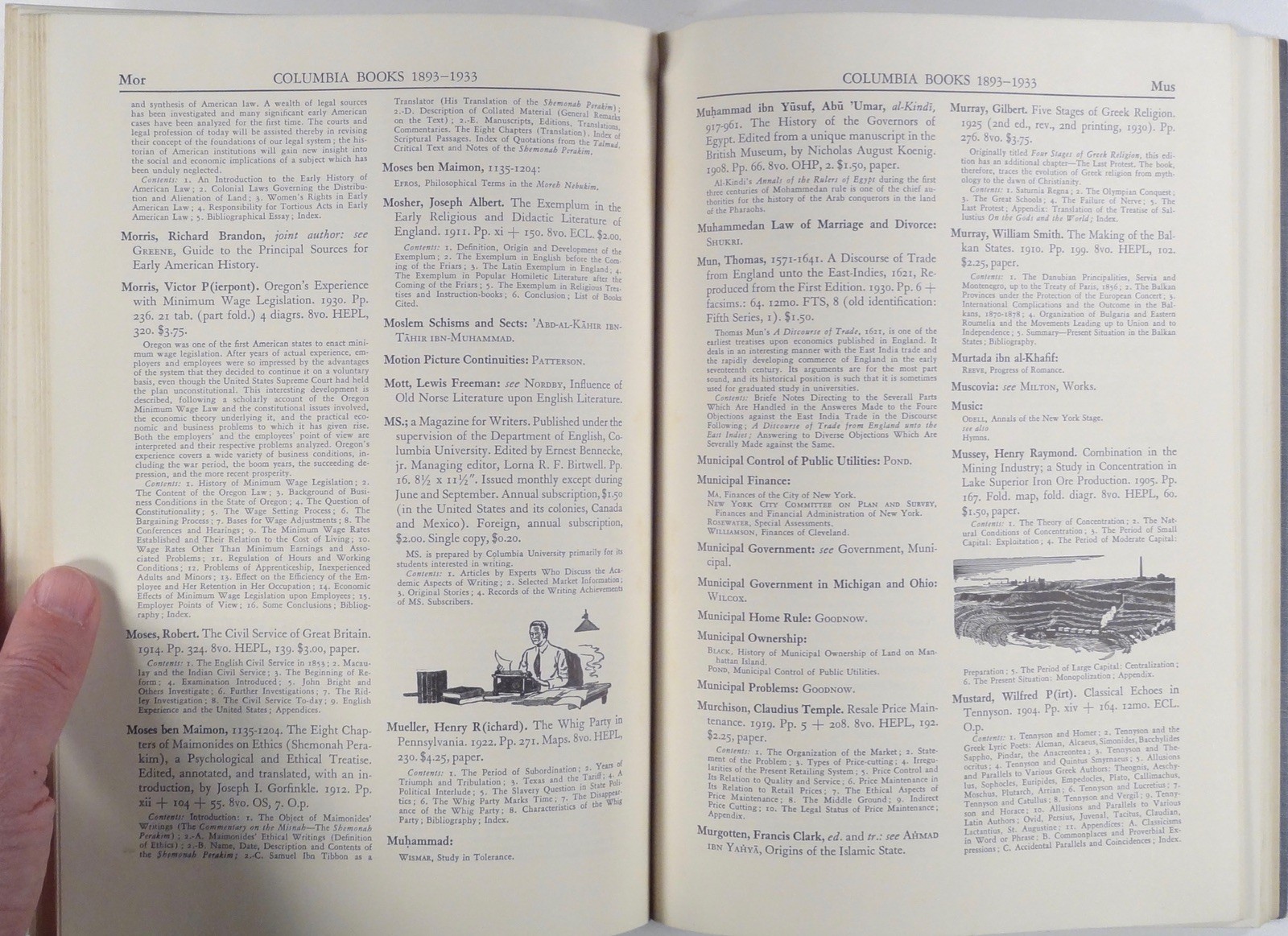 1933 COLUMBIA UNIVERSITY PRESS reference book catalog ILLUSTRATED 1893–1933