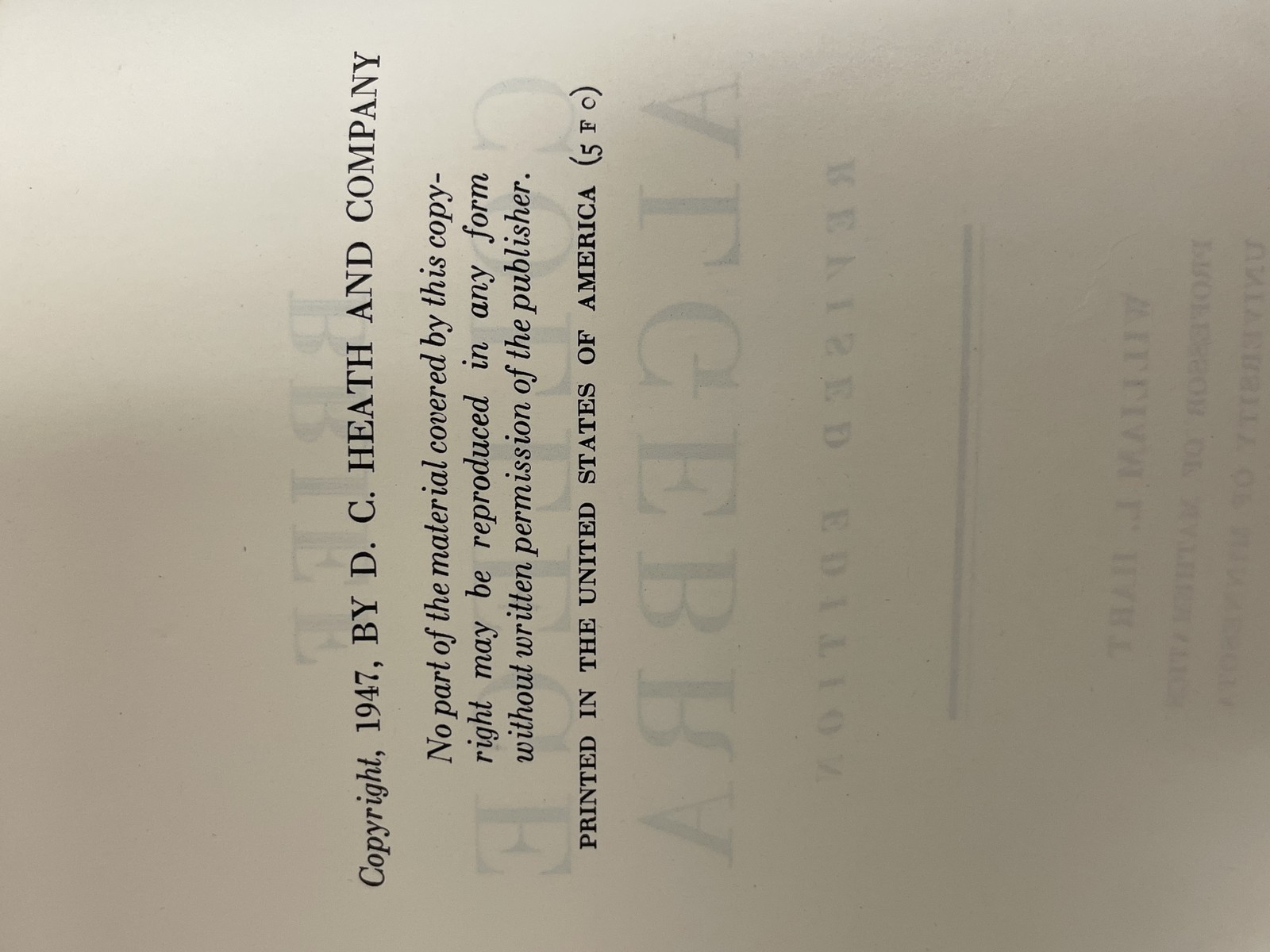 Brief College Algebra Revised Edition 1947 William L. Hart D. C. Heath & Company