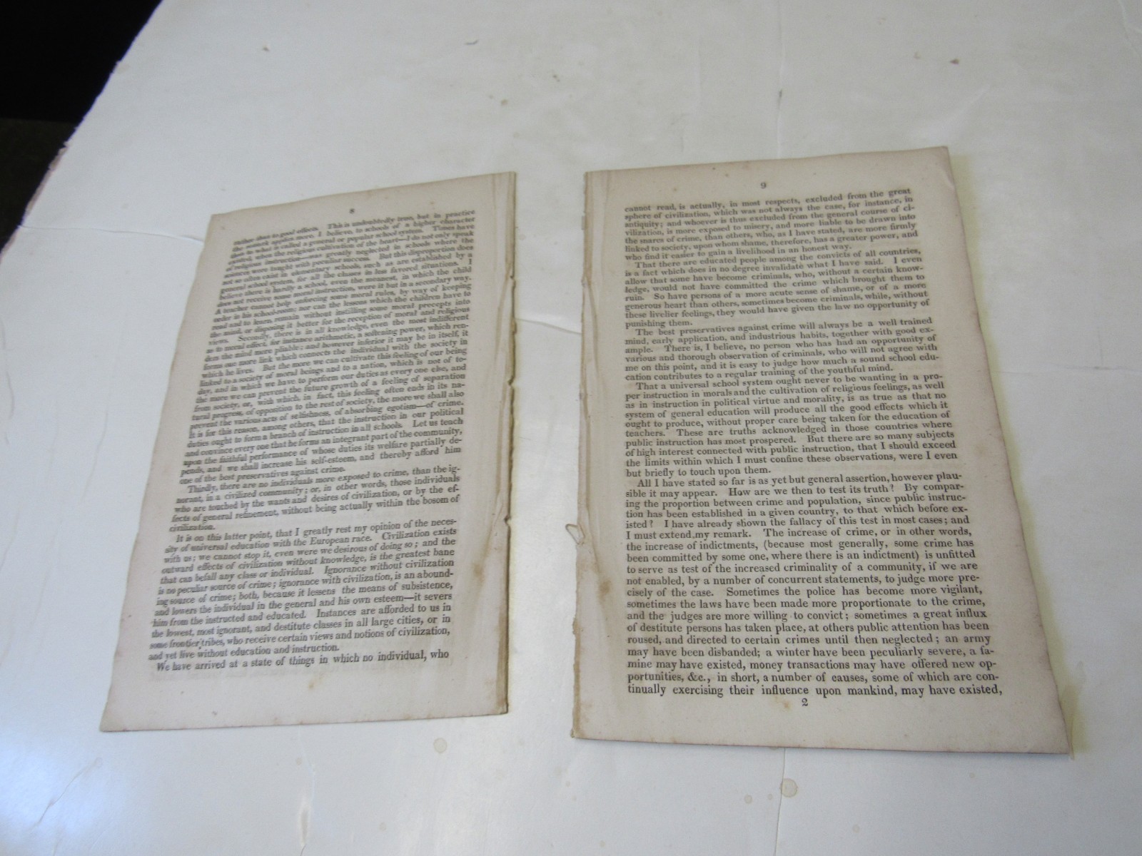 1835 Remarks Relation Between Education & Crime Letter to Right Rev. White