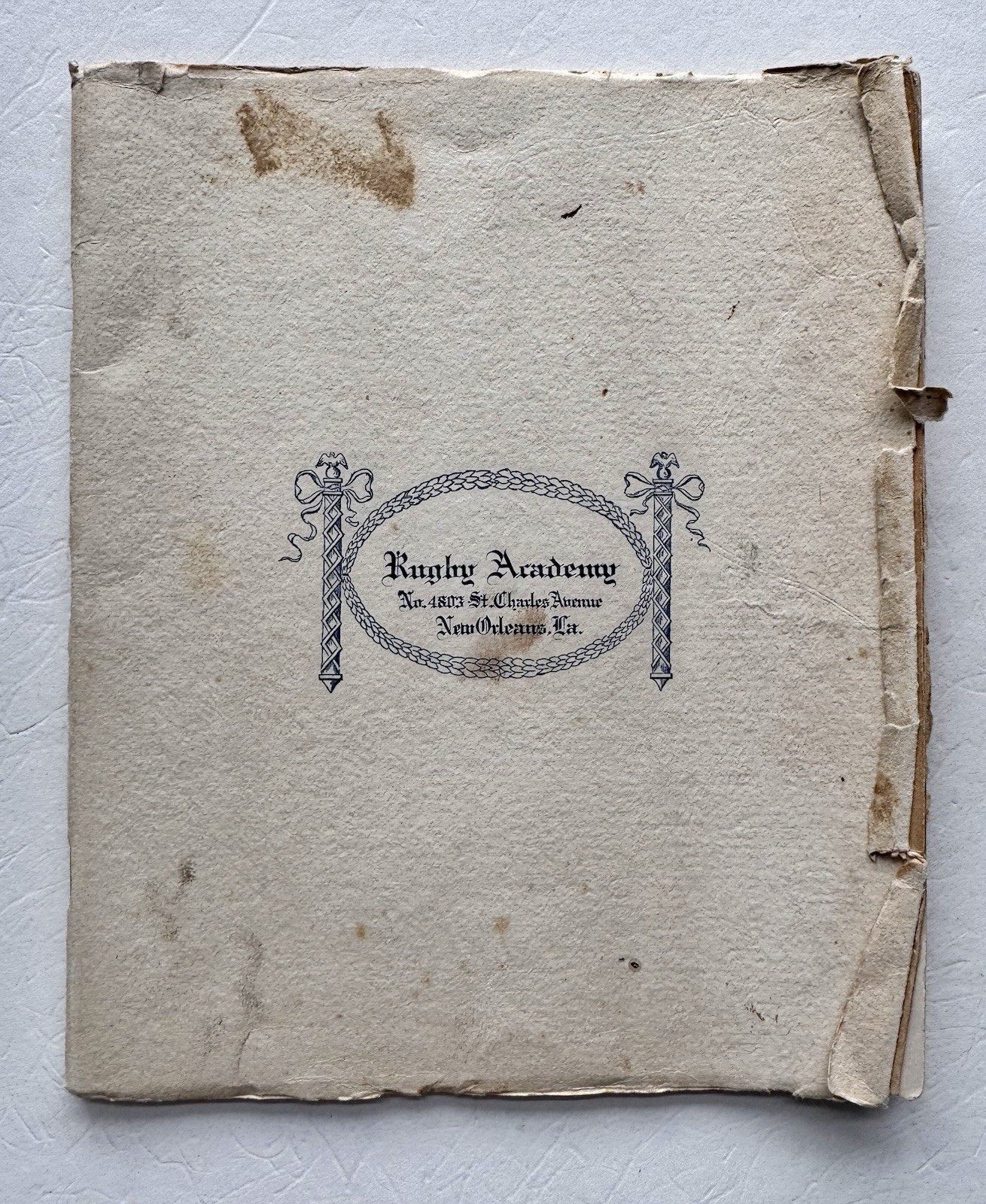 1926 New Orleans Rugby Academy Thirty-Third 33rd Annual Catalogue Announcement