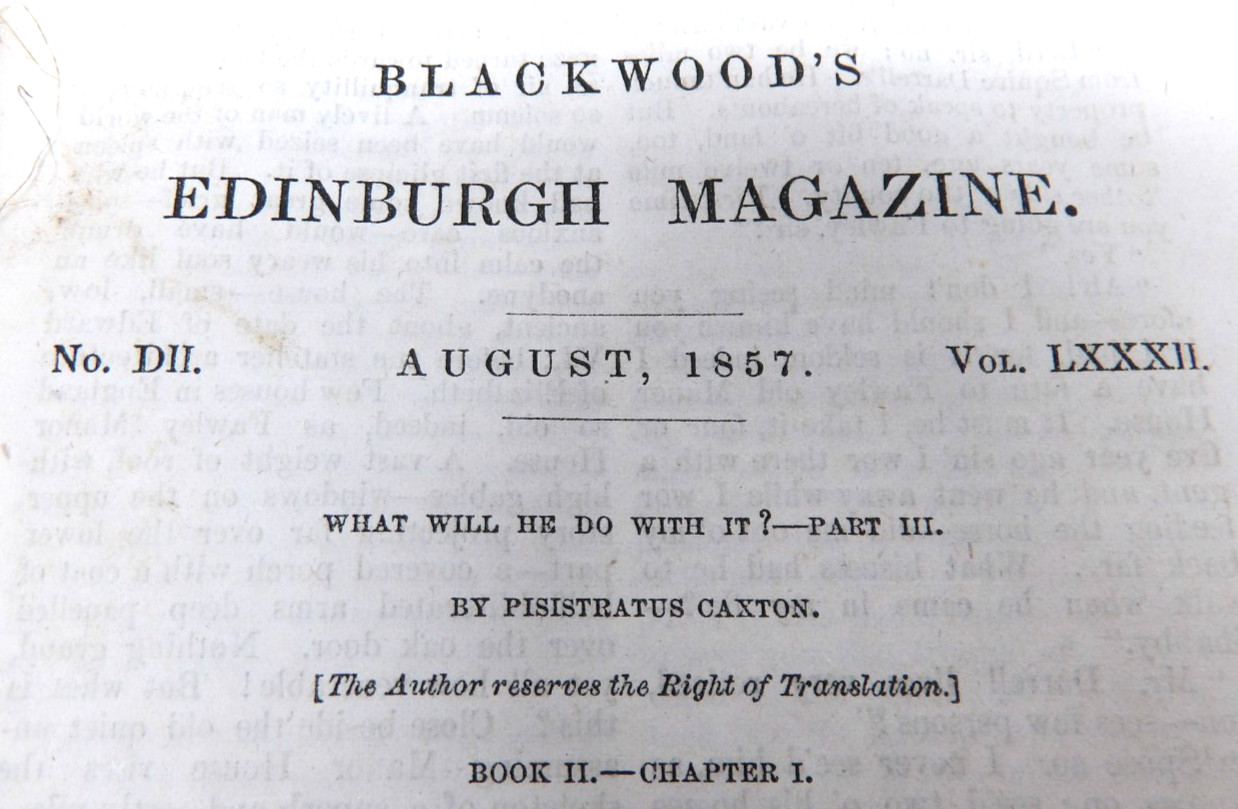 Antique Blackwood’s Edinburgh Magazine Aug. 1857 Vol. LXXXII HC Book