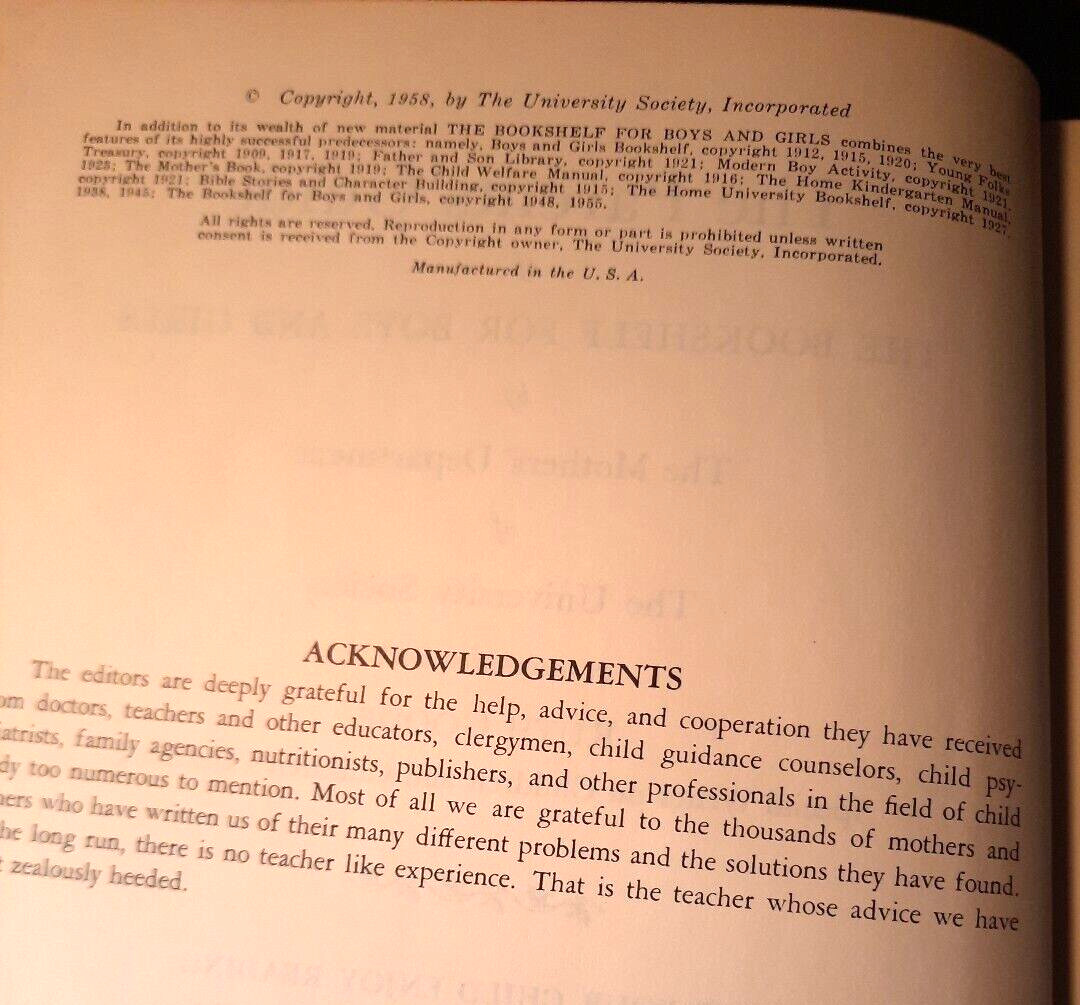 The Bookshelf for Boys and Girls 1961 Parent’s Guide & Index University Society