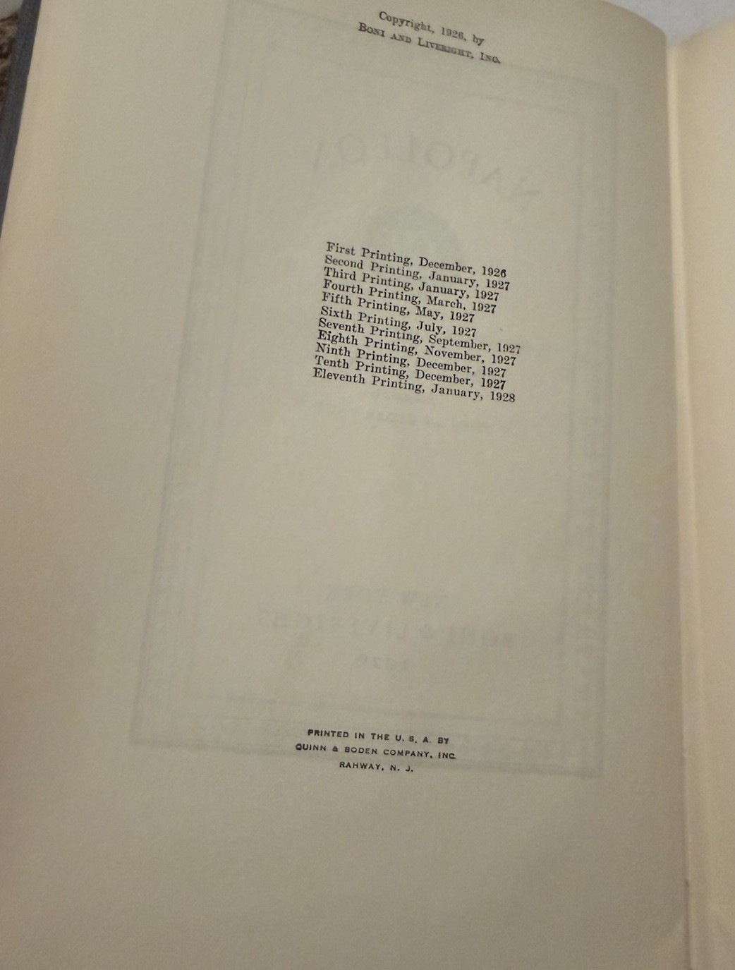 Napoleon Emil Ludwig 1926 Boni & Liveright HC Vintage Biography History Book