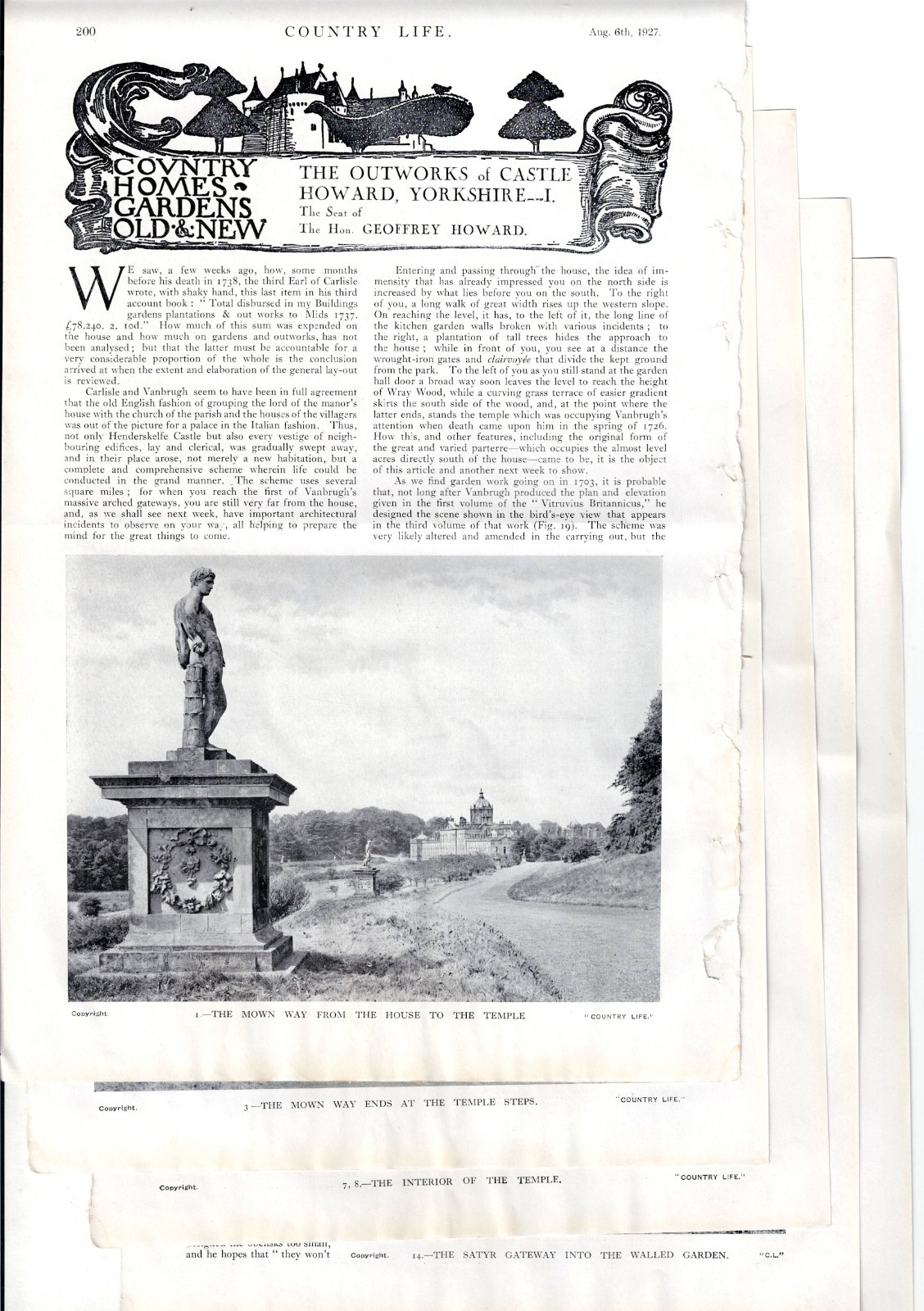 Country Life – The Outworks of Castle Howard, Yorkshire, Pt.1 (original vintage)
