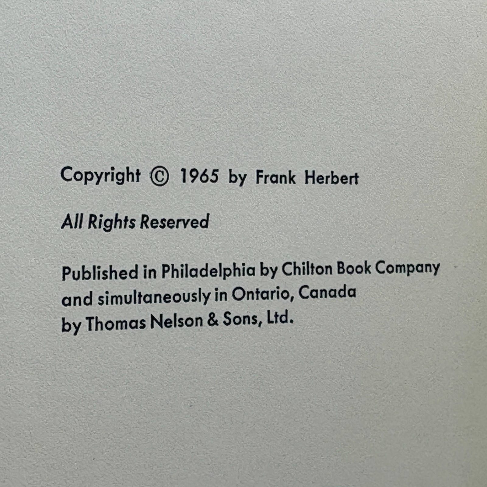 HERBERT, Frank “Dune” [Chilton Book Company, 1965]