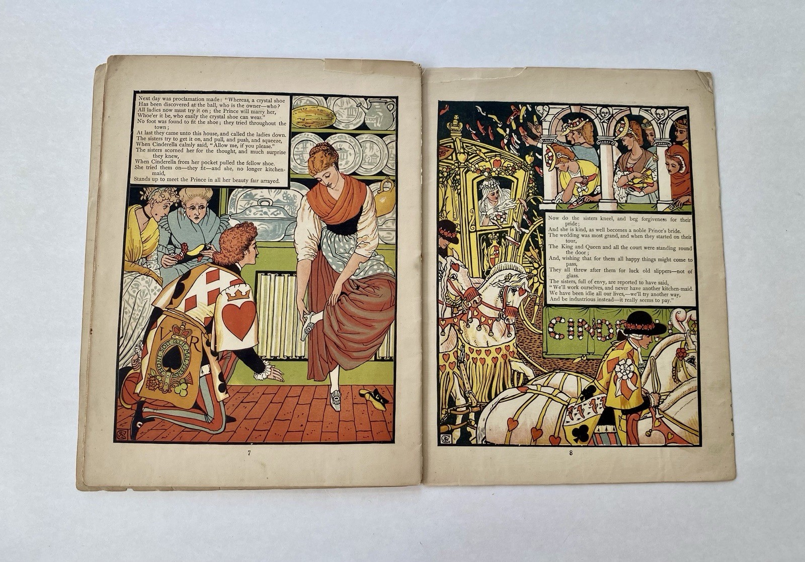 Cinderella ~ Walter Crane’s Toy Books ~ 1870s Original Linen Book