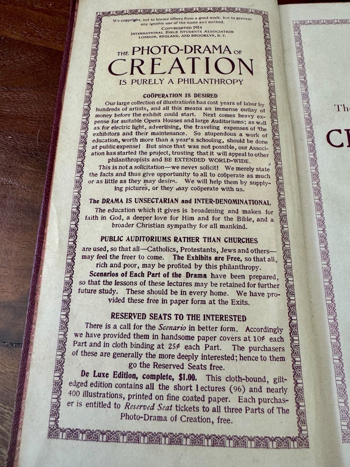 The Photo-Drama of Creation ISBA Original 1914 Brooklyn NY Very Nice Condition