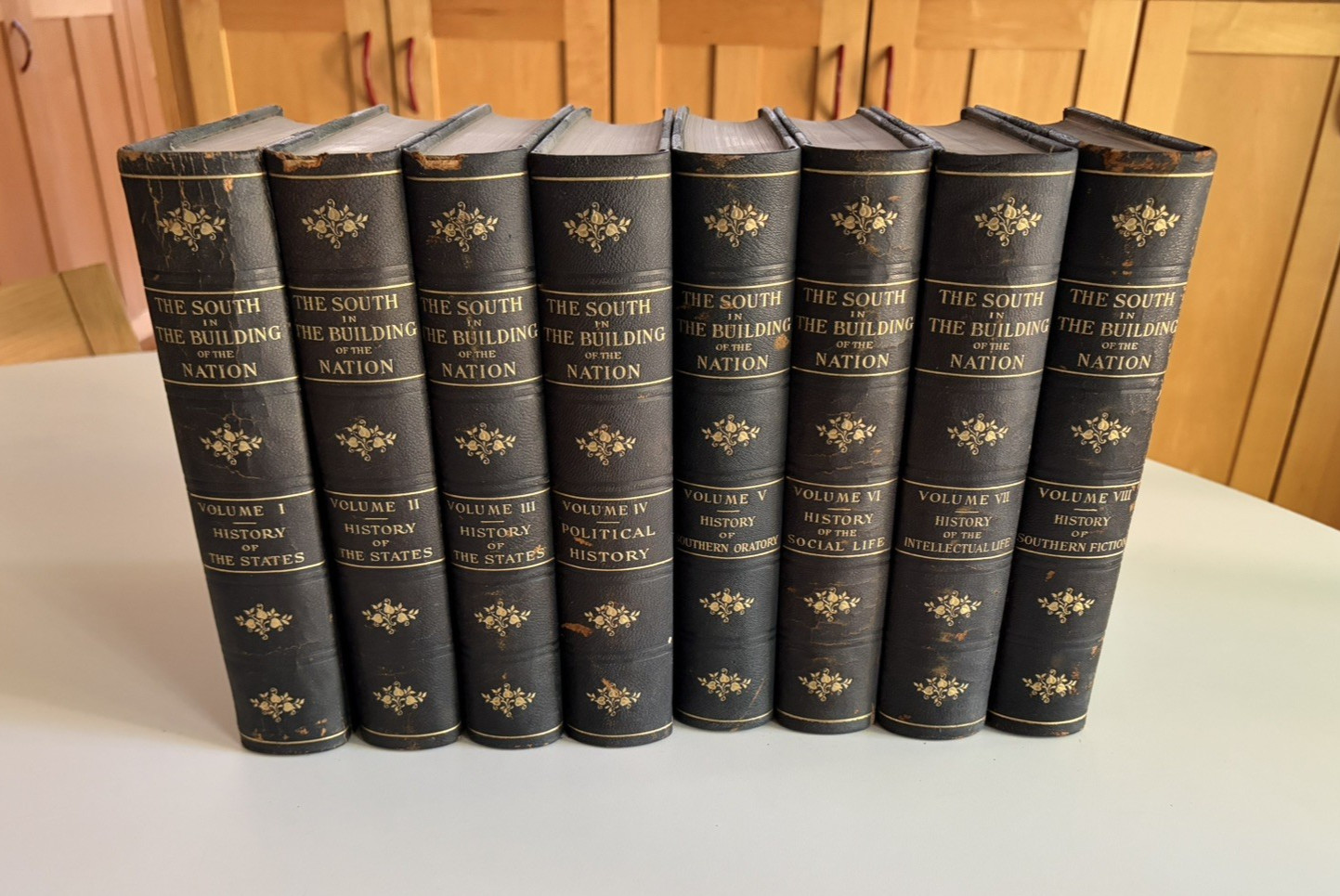 South in Building of Nation Vol 1-8 1909 Deluxe Cloth Leather Corners