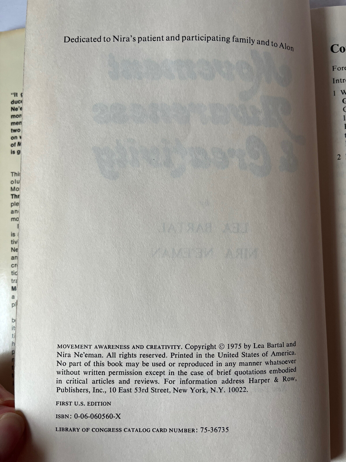 1975 Movement, Awareness and Creativity by Bartal & Ne’eman HC DJ Mind/Body Work