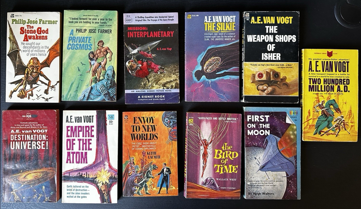 11 VINTAGE SCIENCE FICTION BOOKS, LAUMER – VAN VOGT – FARMER & MORE