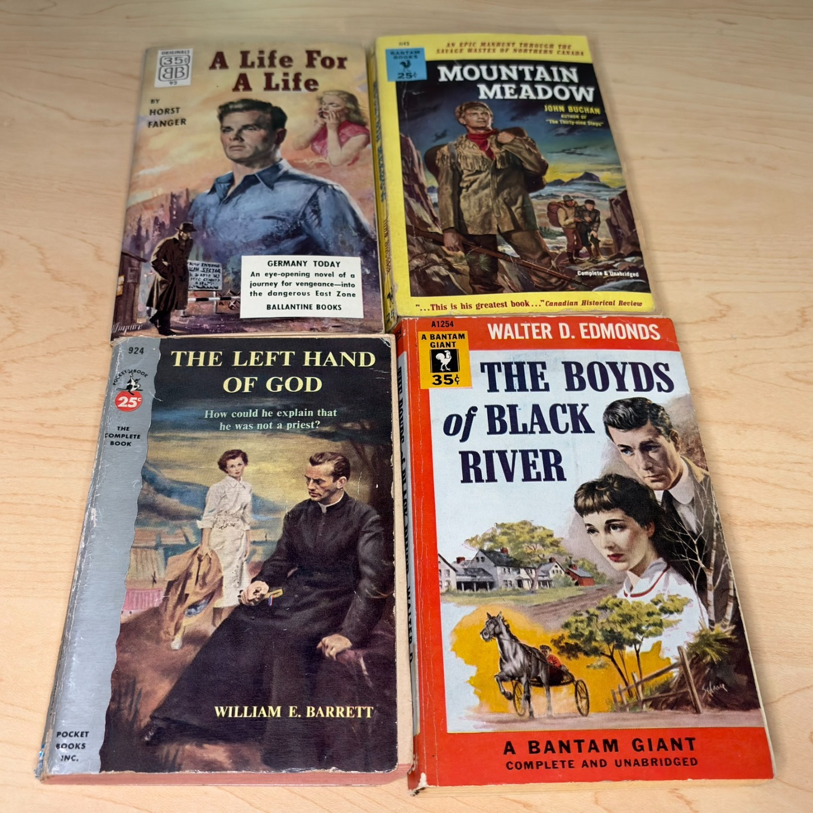 Vintage Fiction Paperback Book Lot 4 Bantam Ballantine Walter Edmonds Buchan