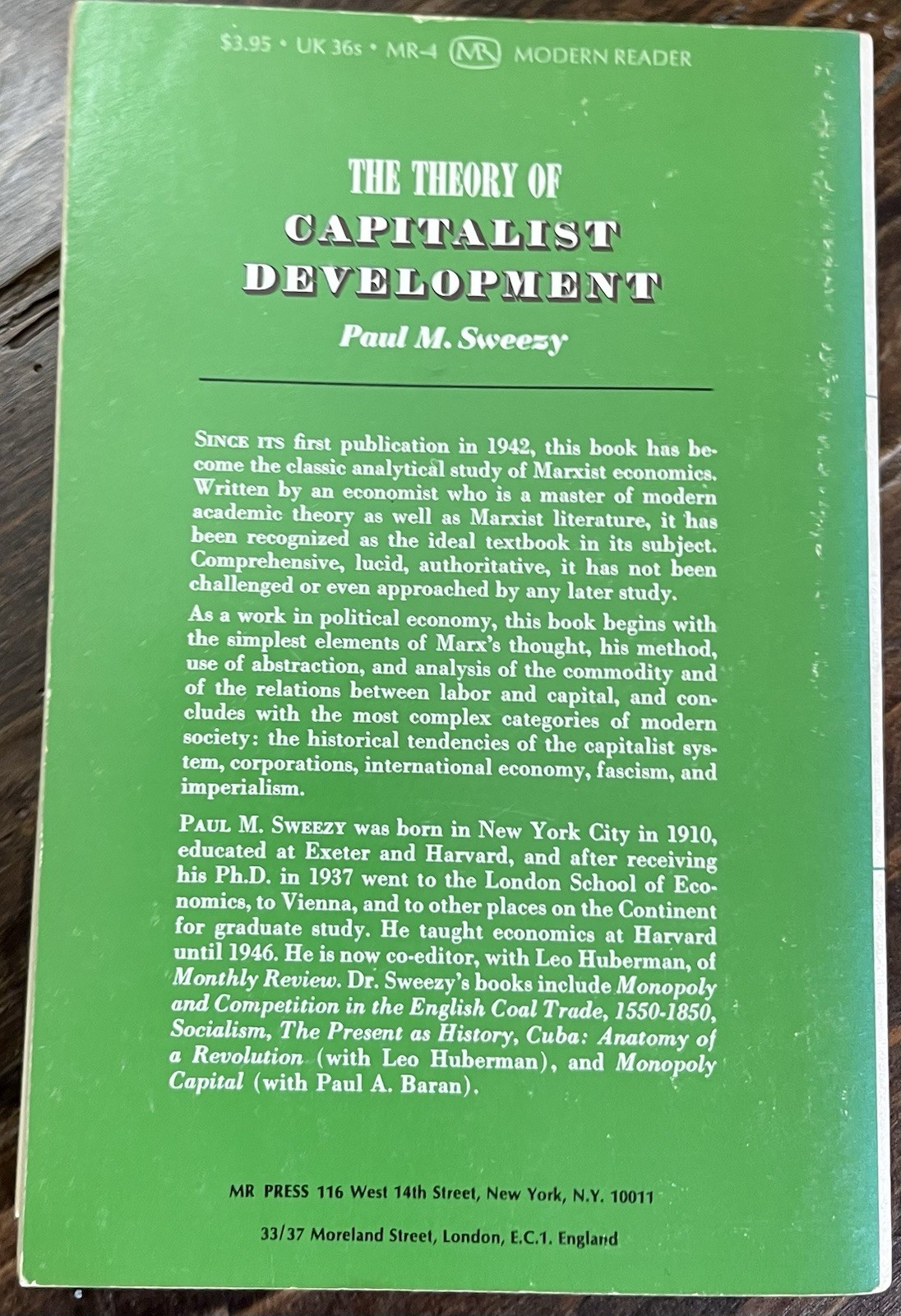 THE THEORY OF CAPITALIST DEVELOPMENT: Principles of Marxian Political Economy