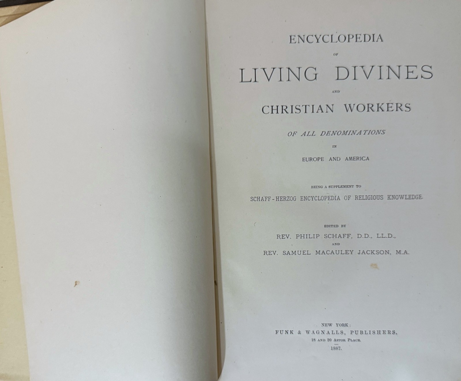 1887 – SCHAFF-HERZOG ENCYCLOPEDIA OF LIVING DIVINES AND CHRISTIAN WORKERS – HC