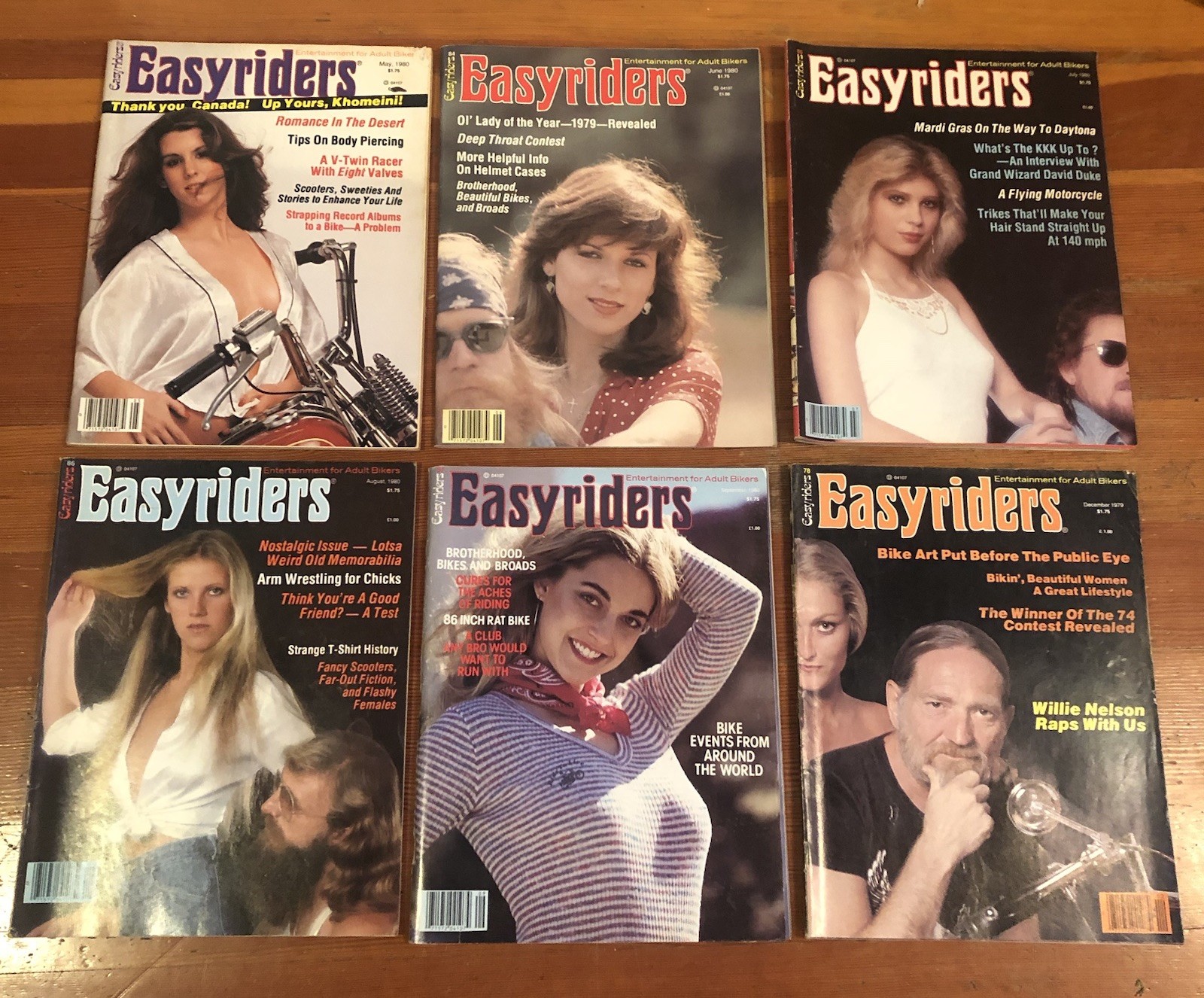 Lot Of 6 1979/1980 EASYRIDERS Magazines Entertainment For Adult Bikers WILLIE