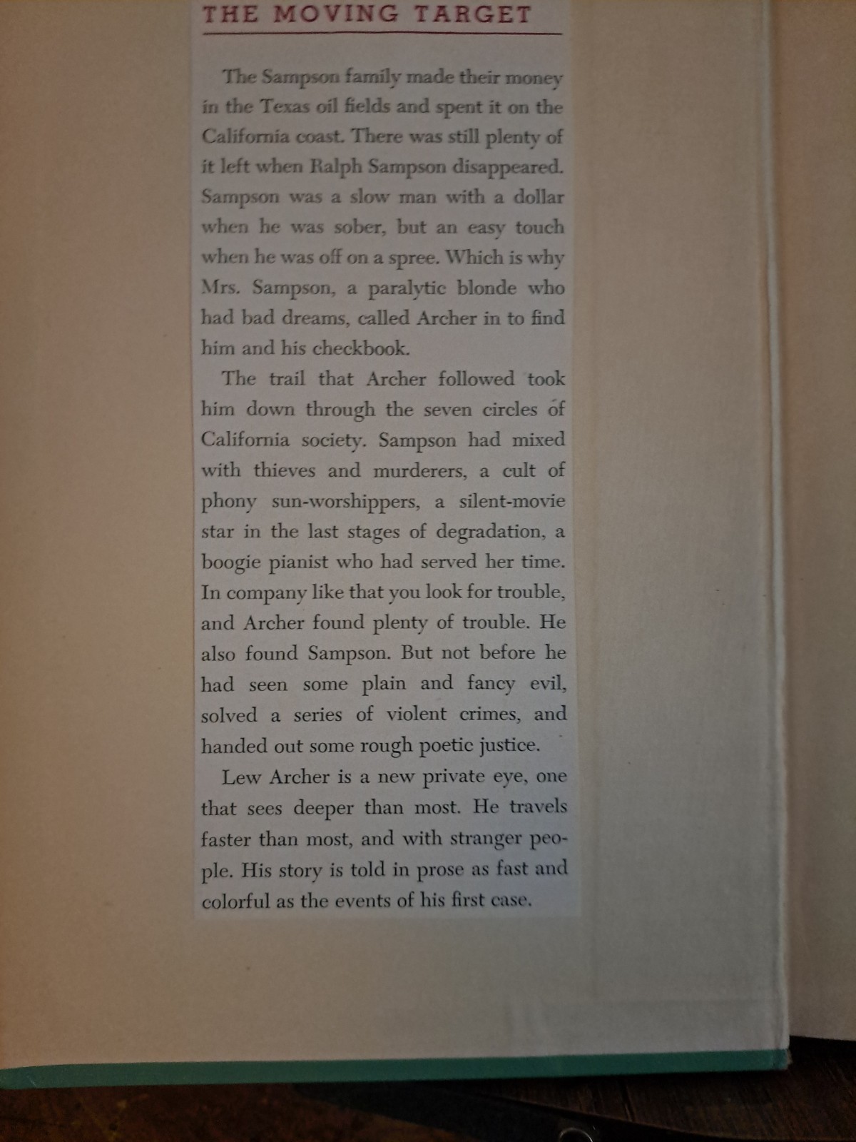 The Moving Target by John (Ross) MacDonald Knopf 1949 HB/ 1st BCE Freeship