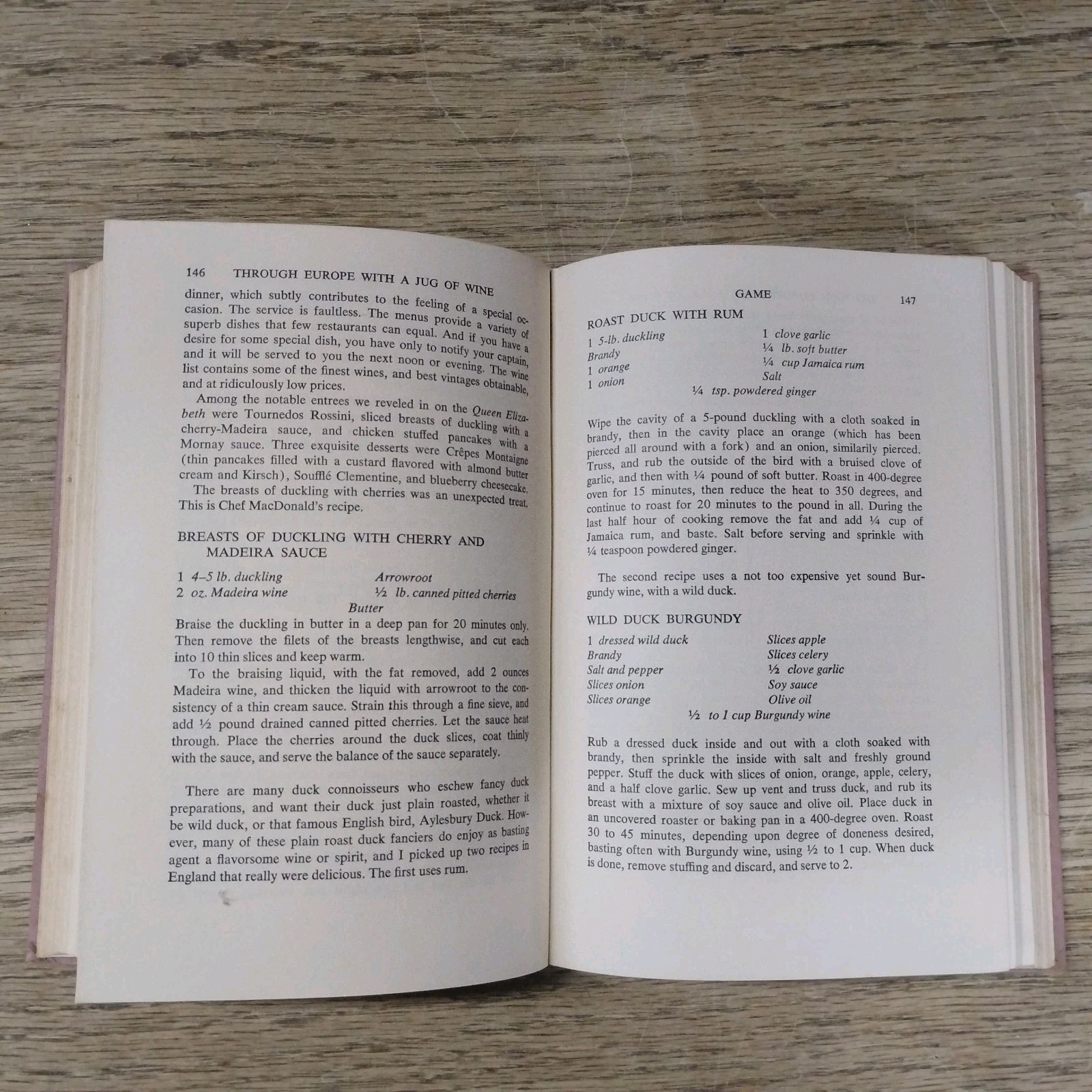 Through Europe with a Jug of Wine 1961 HC Vintage Cookbook Travel Wine Wood