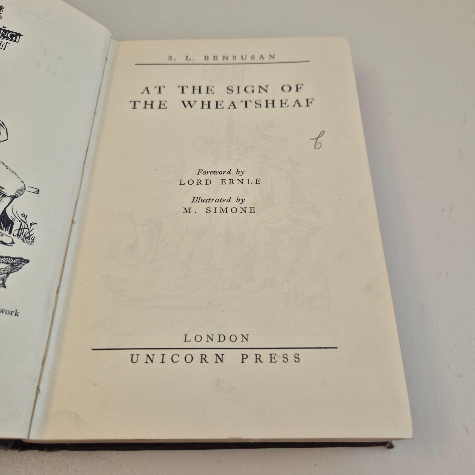 S.L. Bensusan At The Sign Of The Wheatsheaf First Edition 1934 Unicorn Press