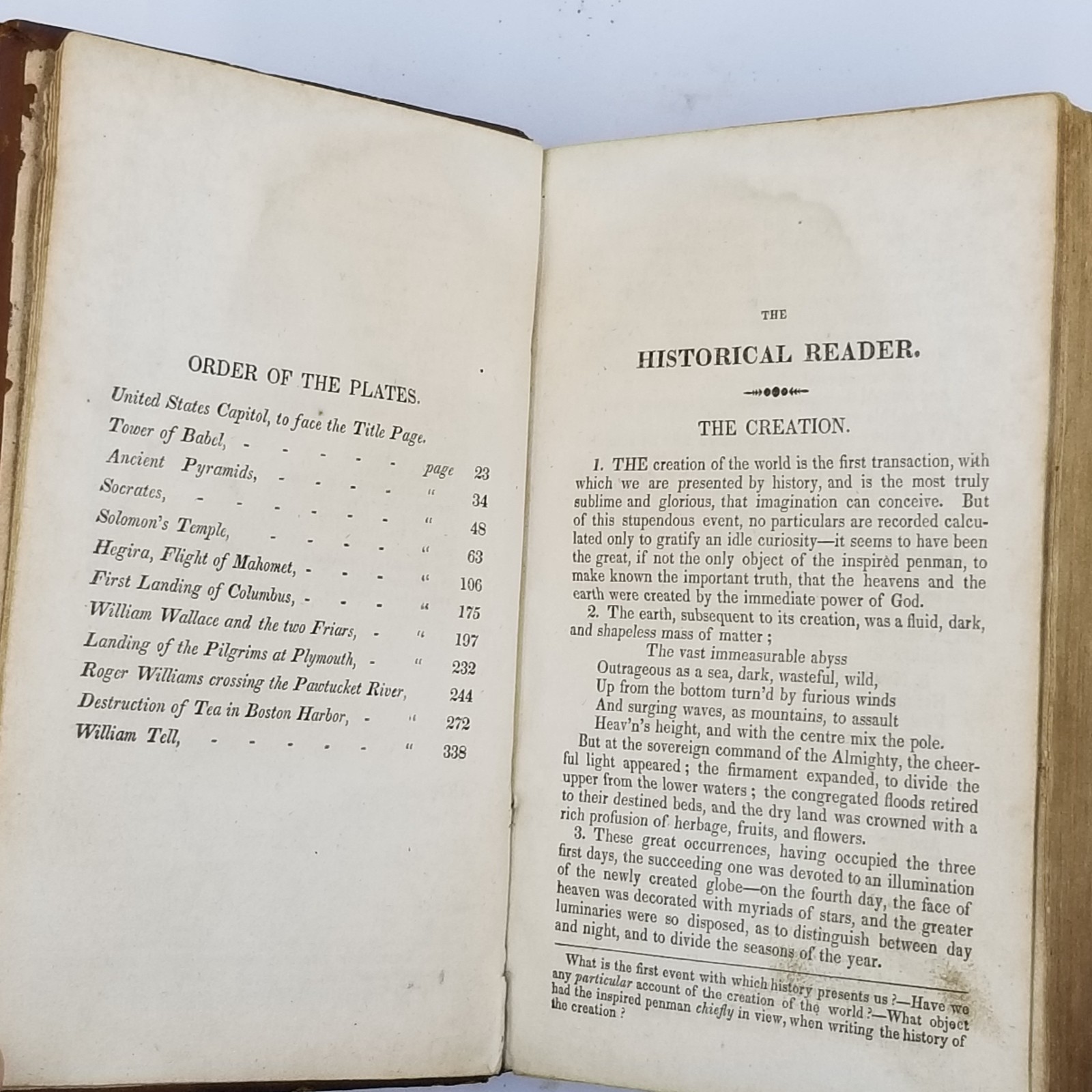 Historical Reader by Rev. J. L. Blake – 1831 Horatio Hill – 2nd Printing Leather