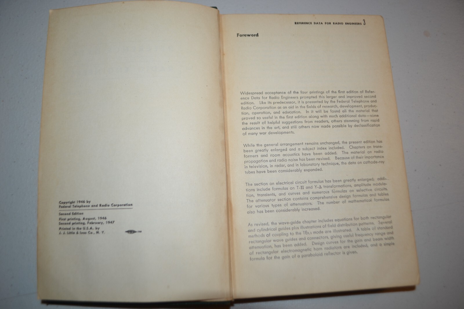 Reference Data for Radio Engineers 2nd Edition Hard Cover Book 1947
