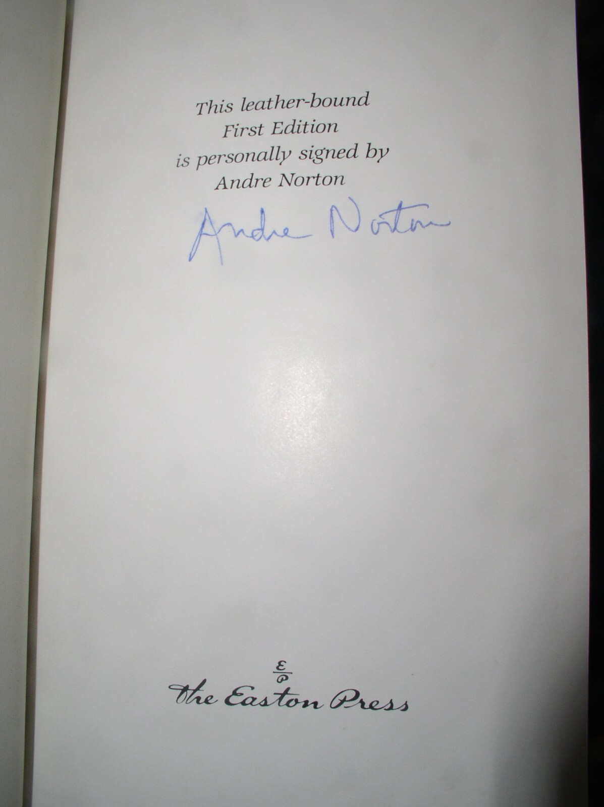 Andre Norton: Wizard’s World; Signed First Edition, Easton Full Leather, 1989