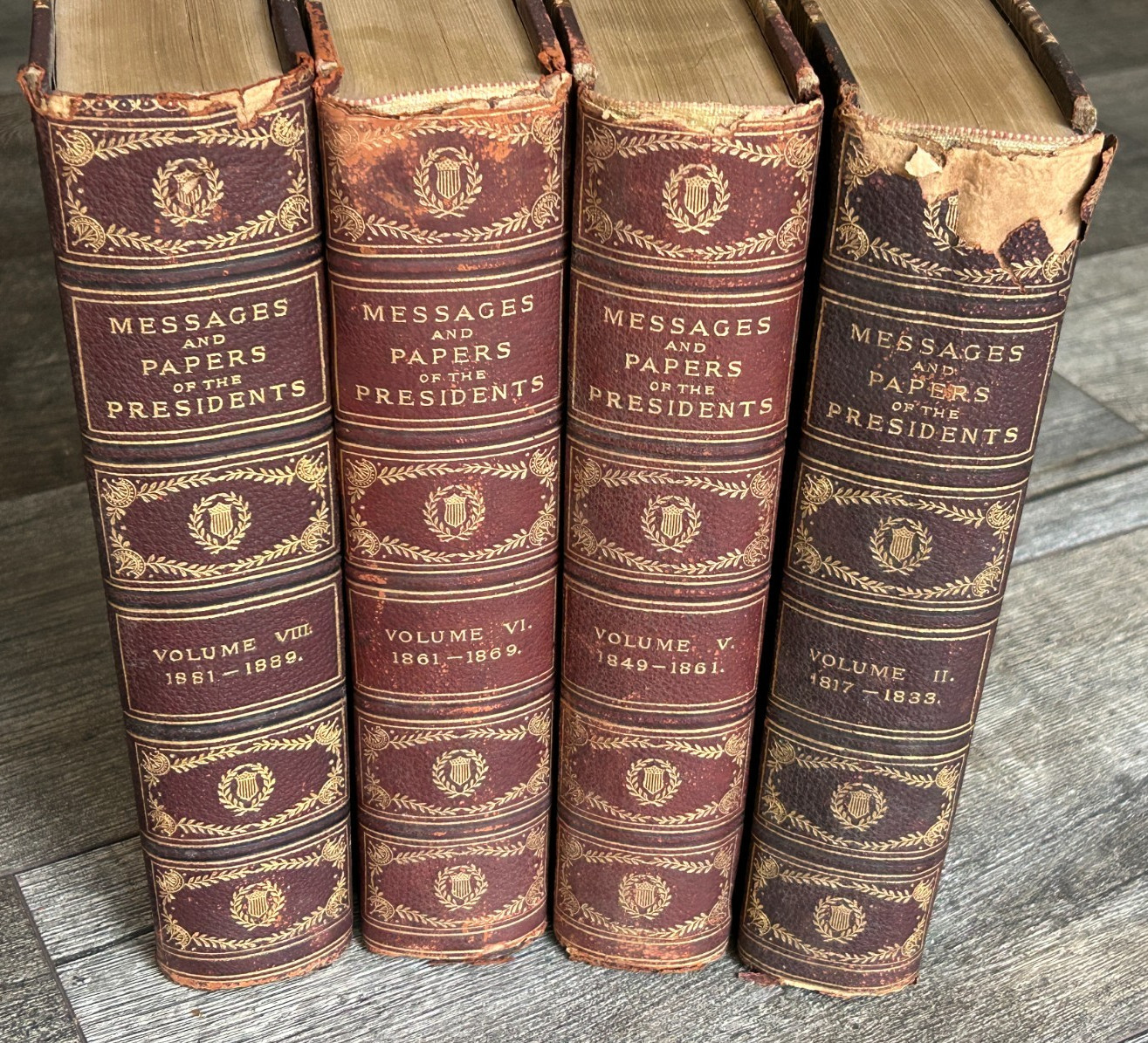 Vintage Bookshelf Décor Victorian Messages & Papers Of The Presidents Book Lot