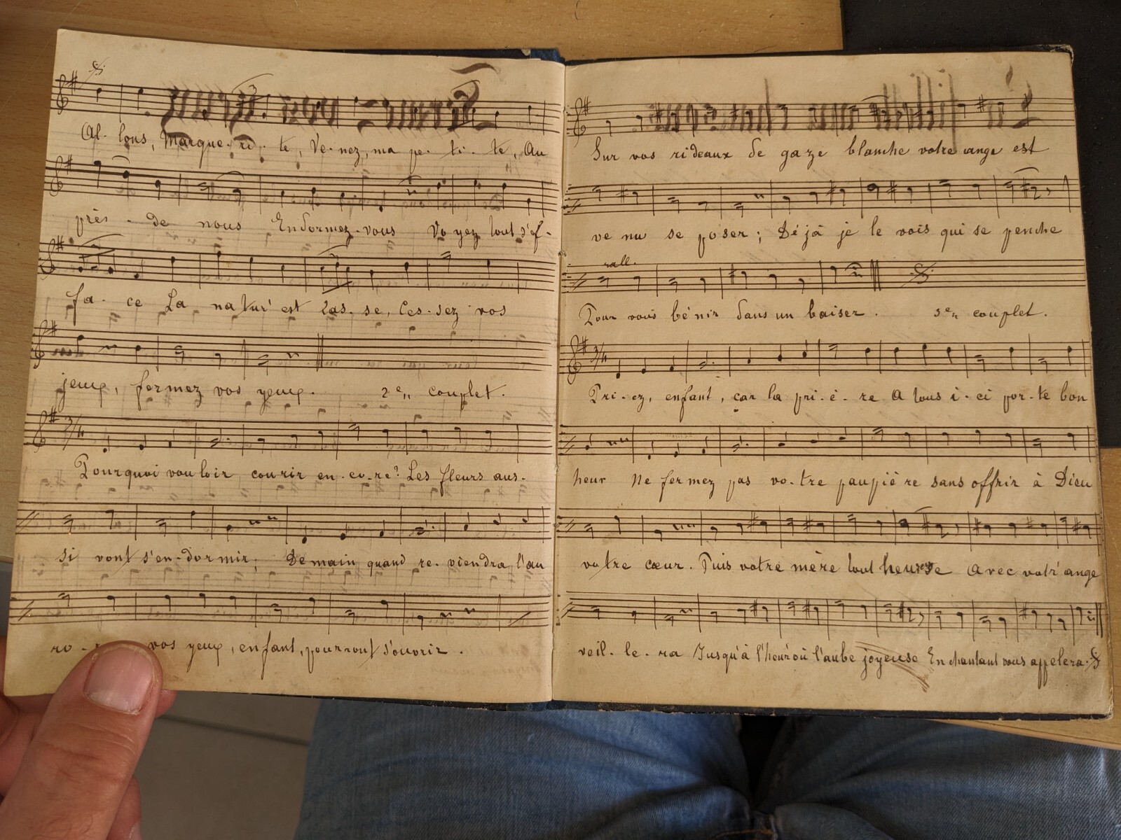 Antique book – Manuscript – Notebook of romances to Louise Dufour – sheet…