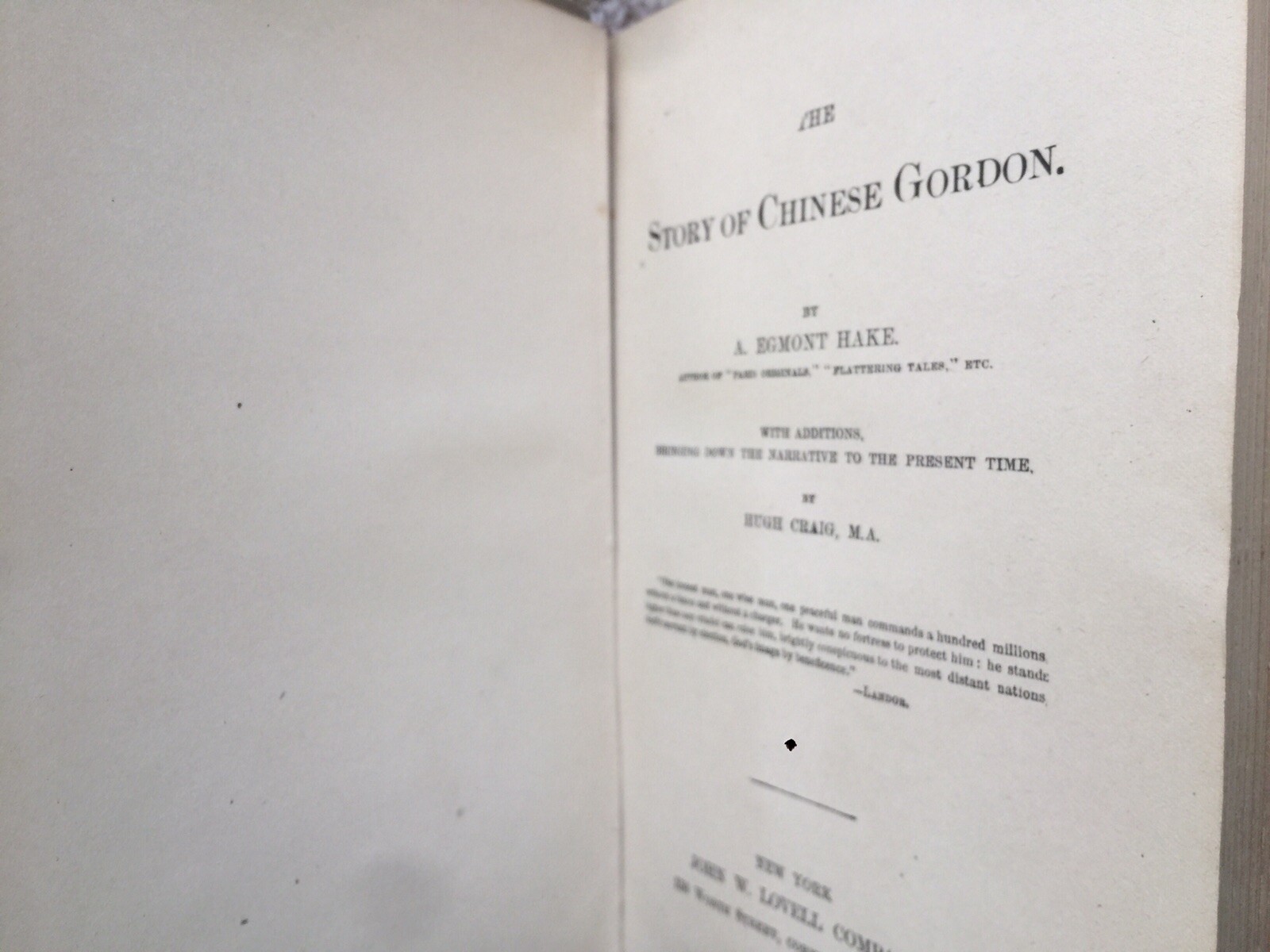 The Story Of Chinese Gordon by A. Egmont Hake (Inscribed Hardcover)