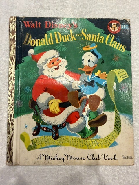 VINTAGE LITTLE GOLDEN BOOK DISNEY DONALD DUCK AND SANTA CLAUS 1952