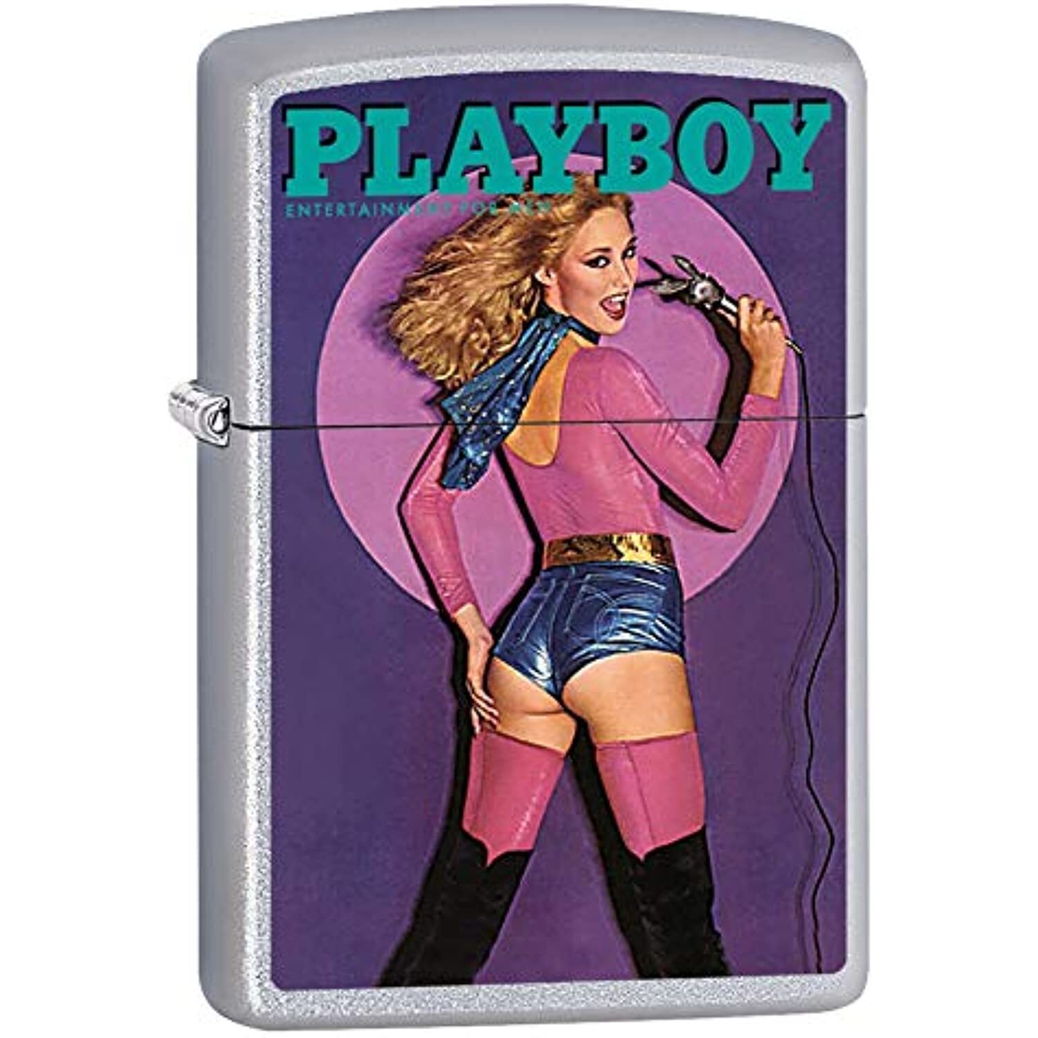Zippo Playboy Cover April 1980 Pocket Lighter, Satin Chrome, One Size