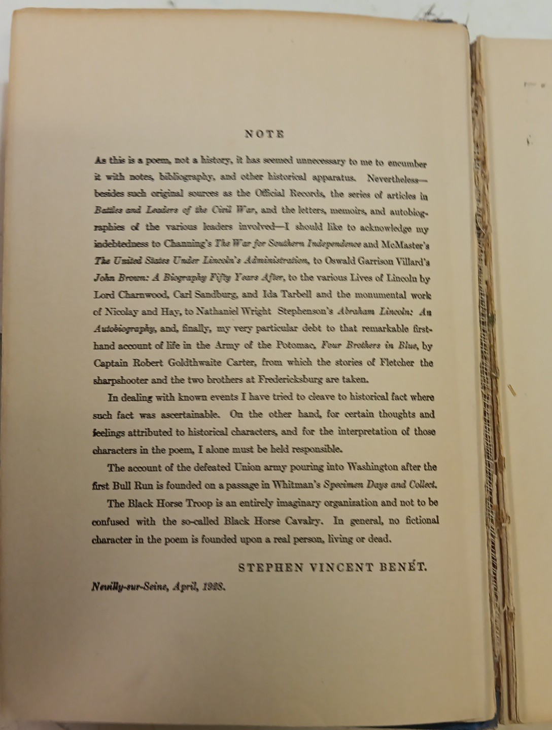 First Edition „John Brown’s Body“ by Stephen Vincent Benét (1928)