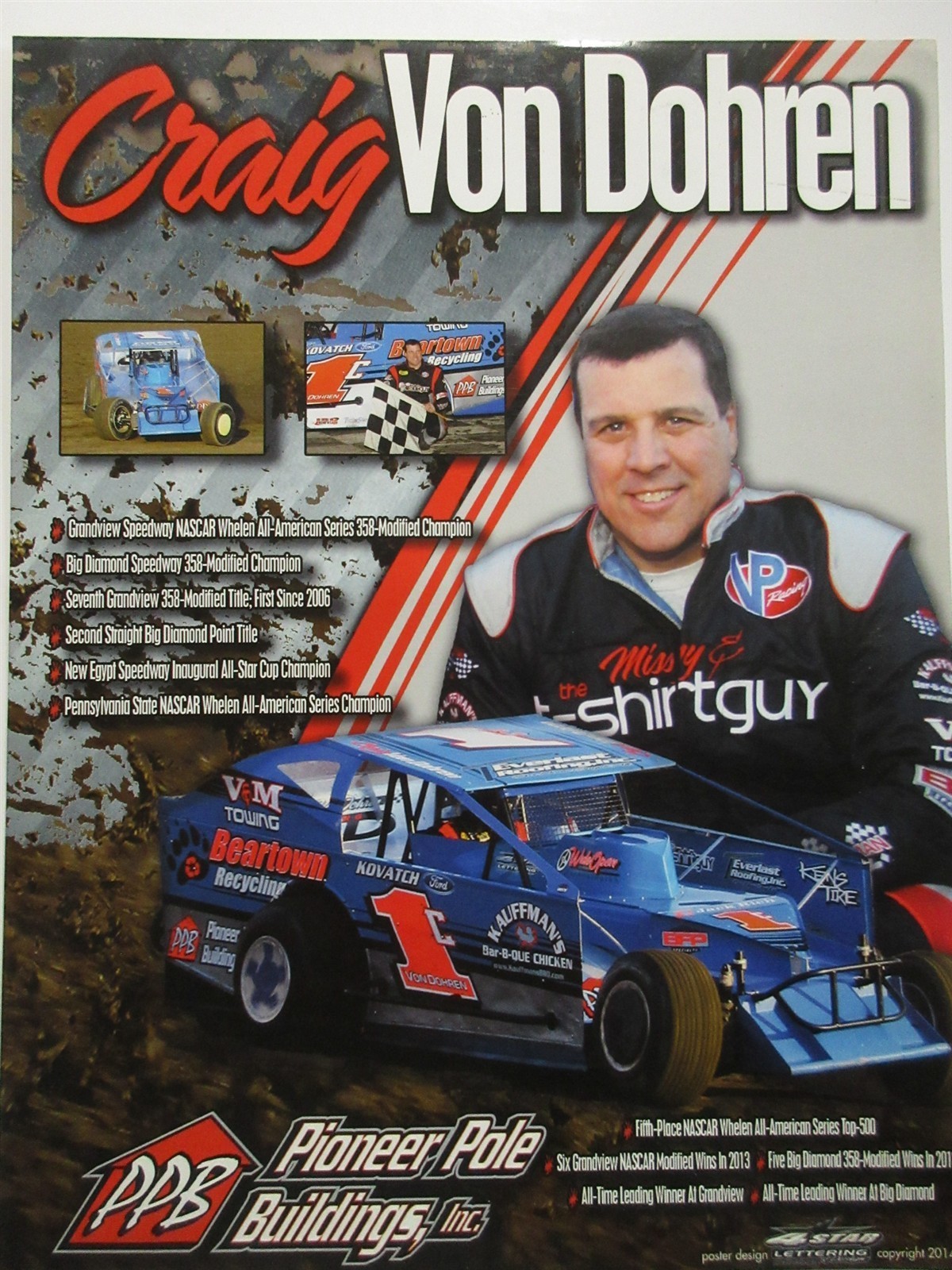 Craig Von Dohren mini poster 8.5″ x 11″ Modified Auto Racing