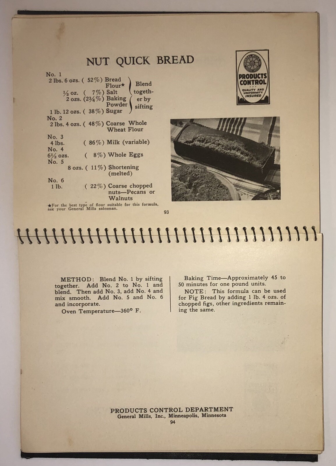 General Mills Specialty Bread Formulas (1935-1936) G M Specialty Bread School