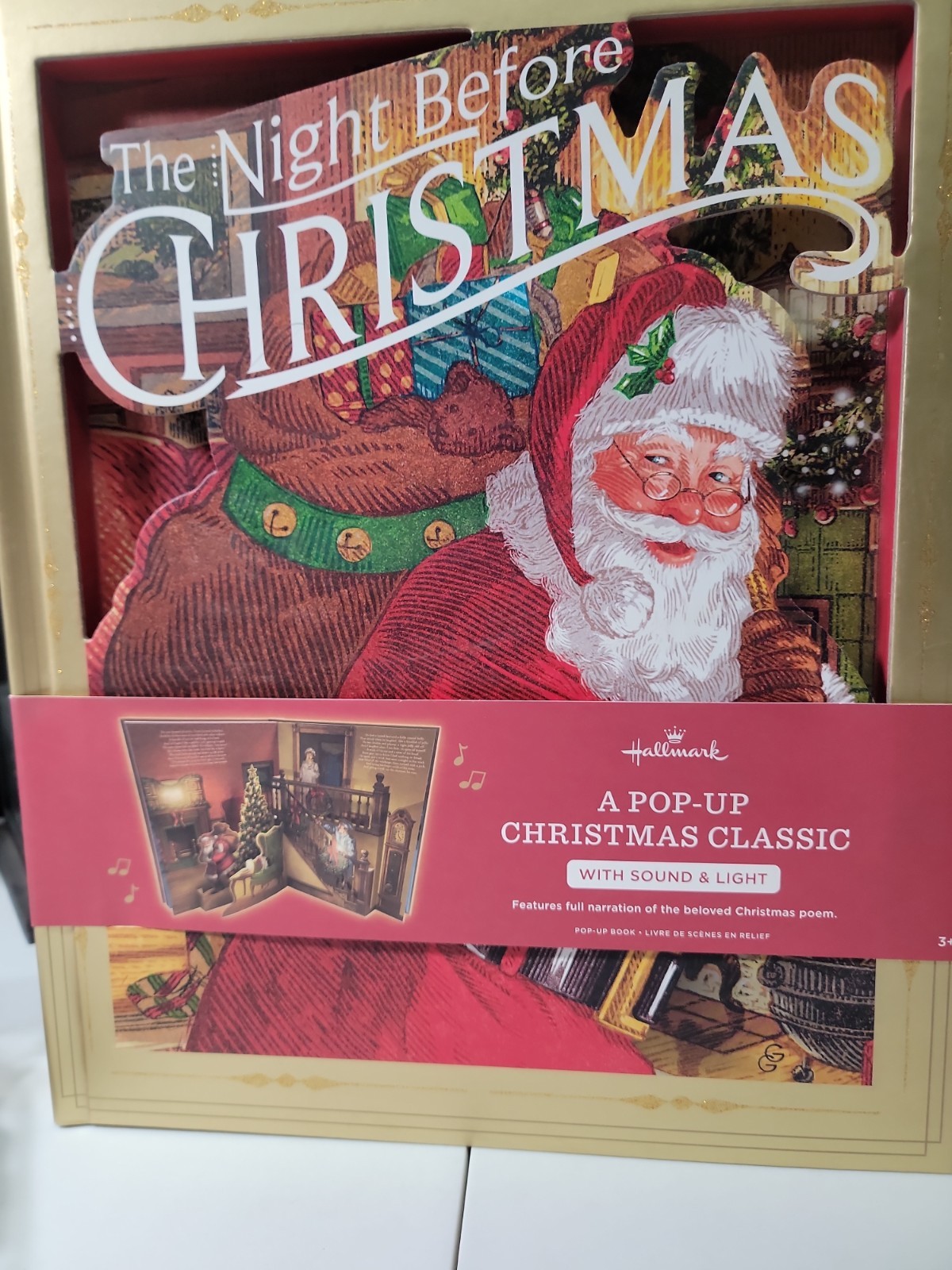 Hallmark 2021 Night Before Christmas Classic Jumbo new Pop-up Book Lights/Sound