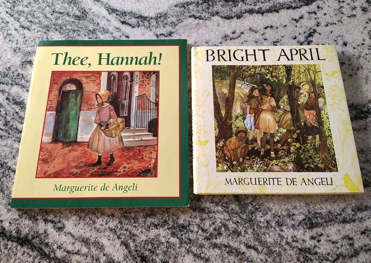 Vintage Marguerite De Angeli Book Lot Of 2 Bright April Thee Hannah