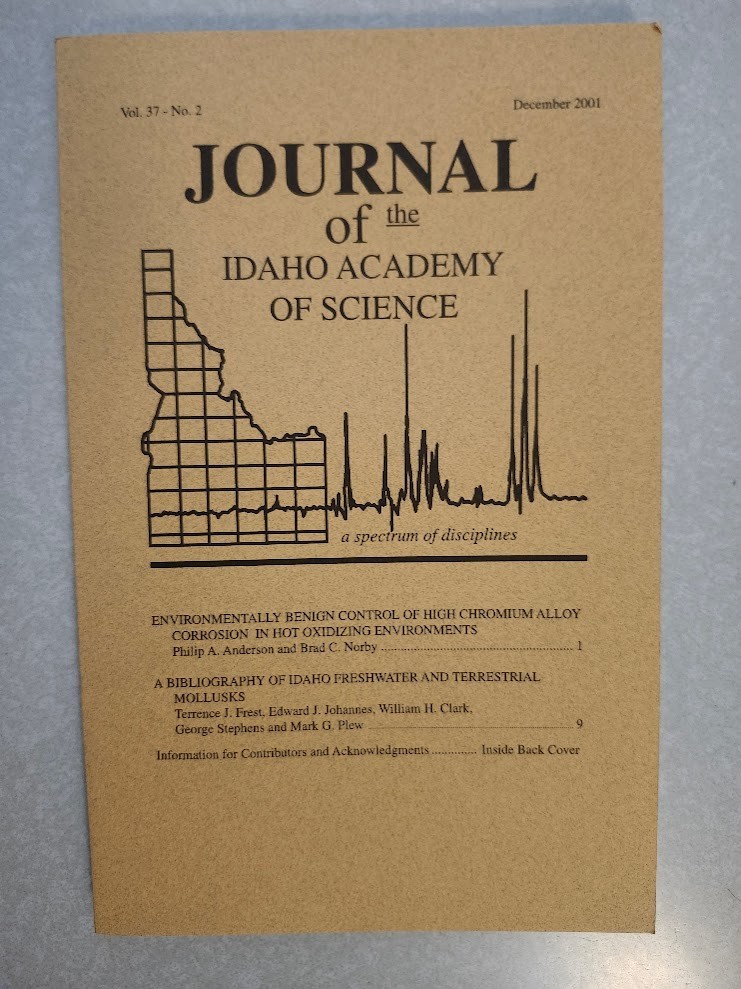 Rarely Seen Bibliography Idaho Freshwater Terrestrial Mollusks Idaho Academy VG!
