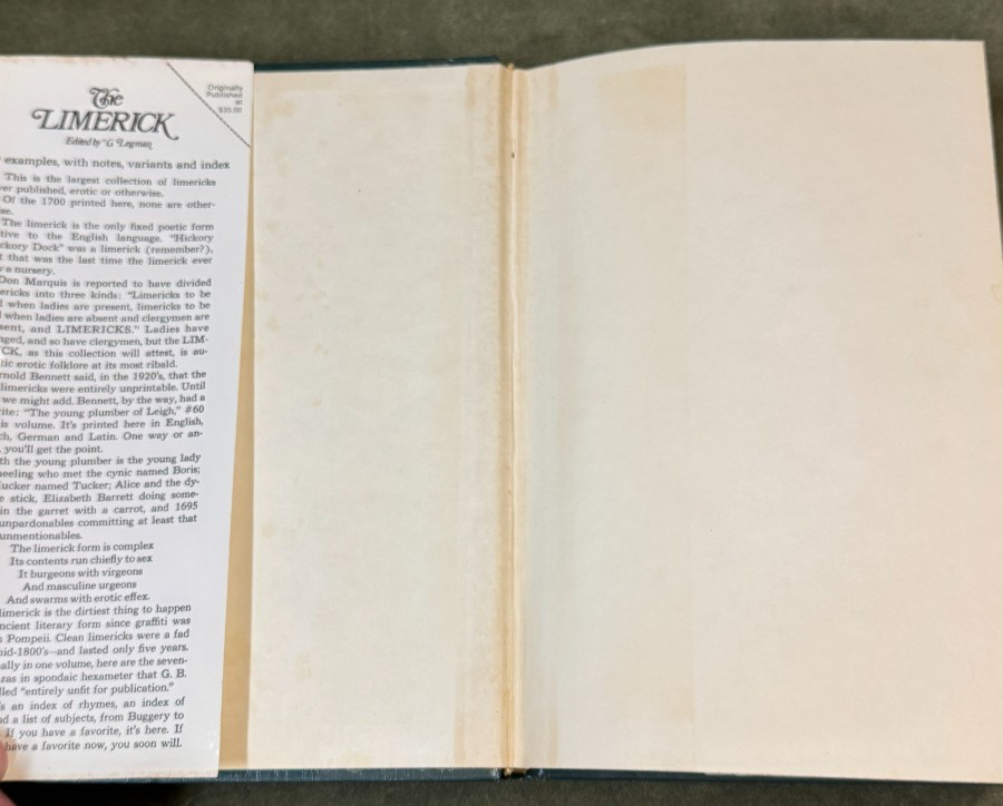 The Limerick: 1700 Examples with Variants and Index by G. Legman 1969 HC/DJ