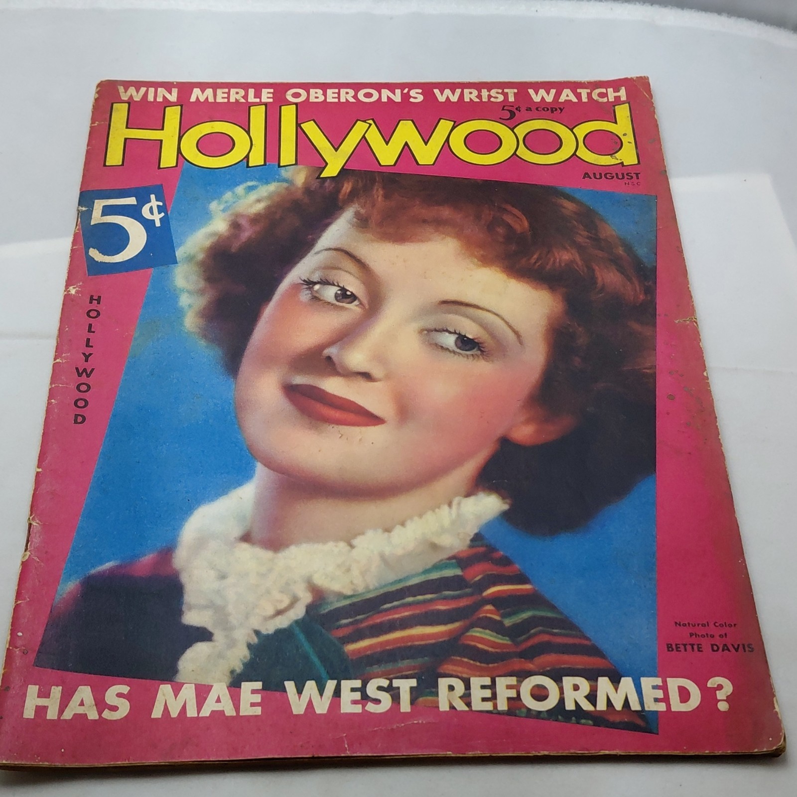 Hollywood Magazine August 1936 Mae West Merle Oberon Bette Davis Vintage Stars