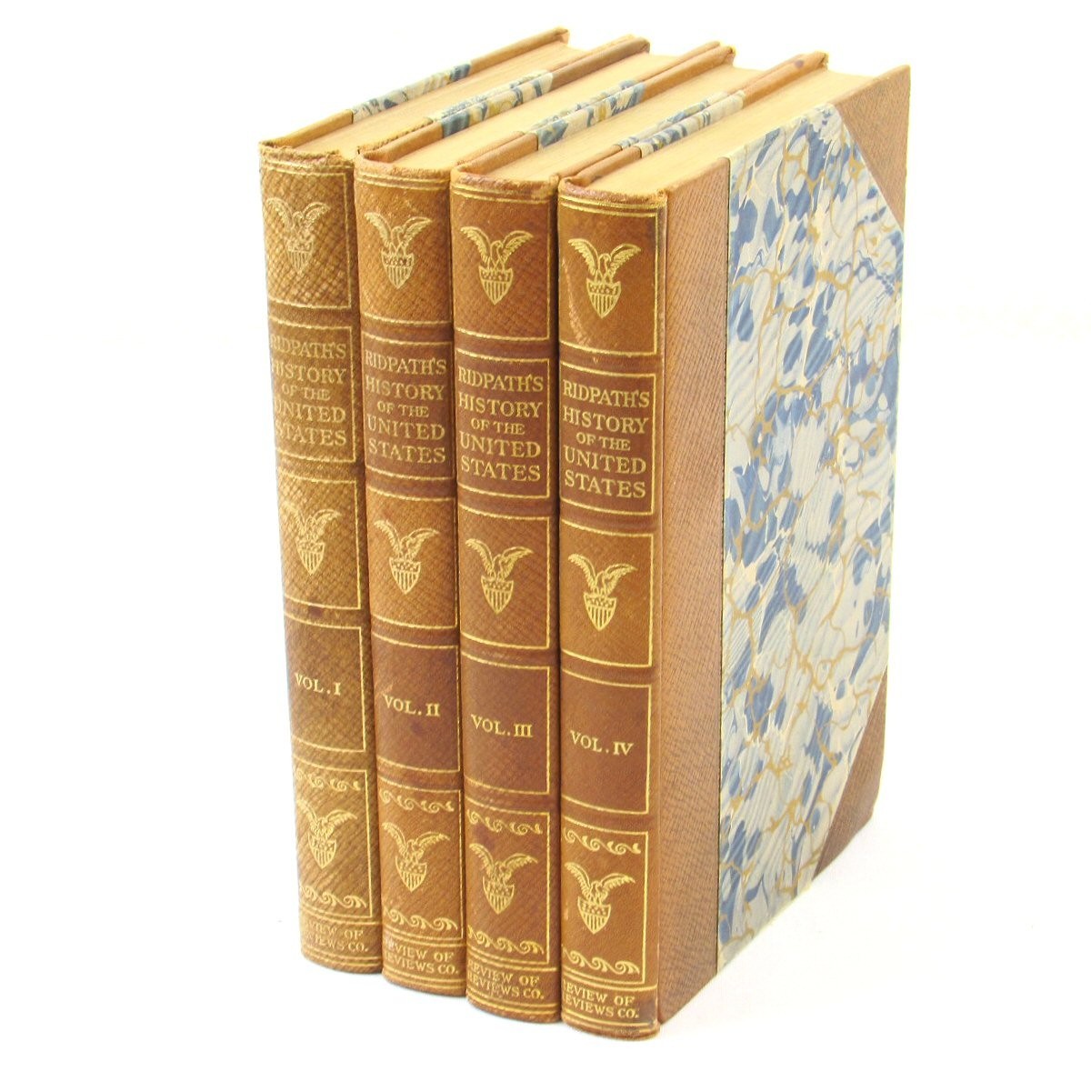 Ridpath’s History of The United States 1911 American Book Co. 4-Vol Set Leather