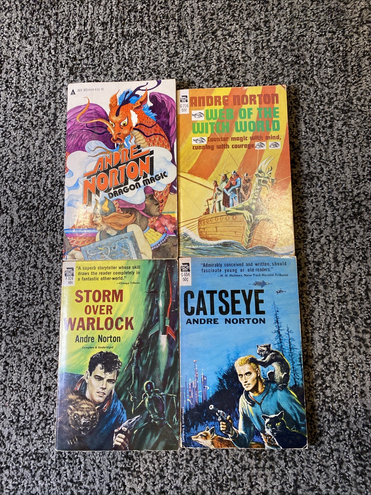 LOT of 4 Vintage ACE PB Books by ANDRE NORTON Catseye, Dragon Magic, Warlock …
